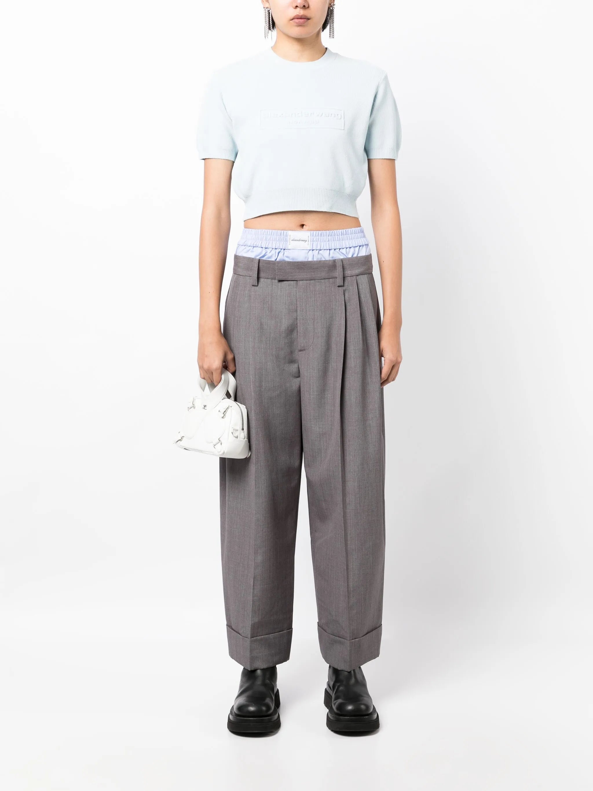 layered tailored trousers