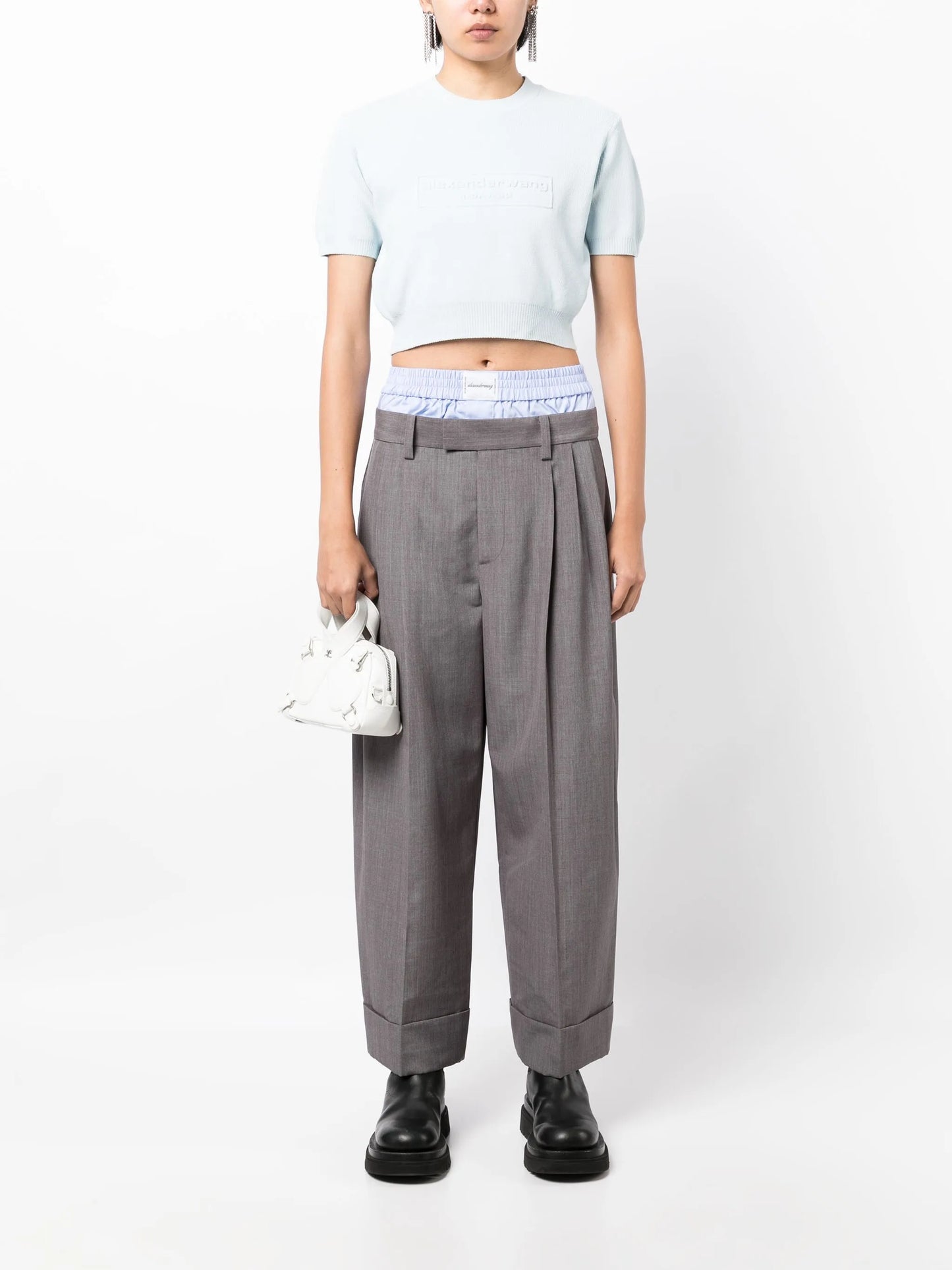 layered tailored trousers