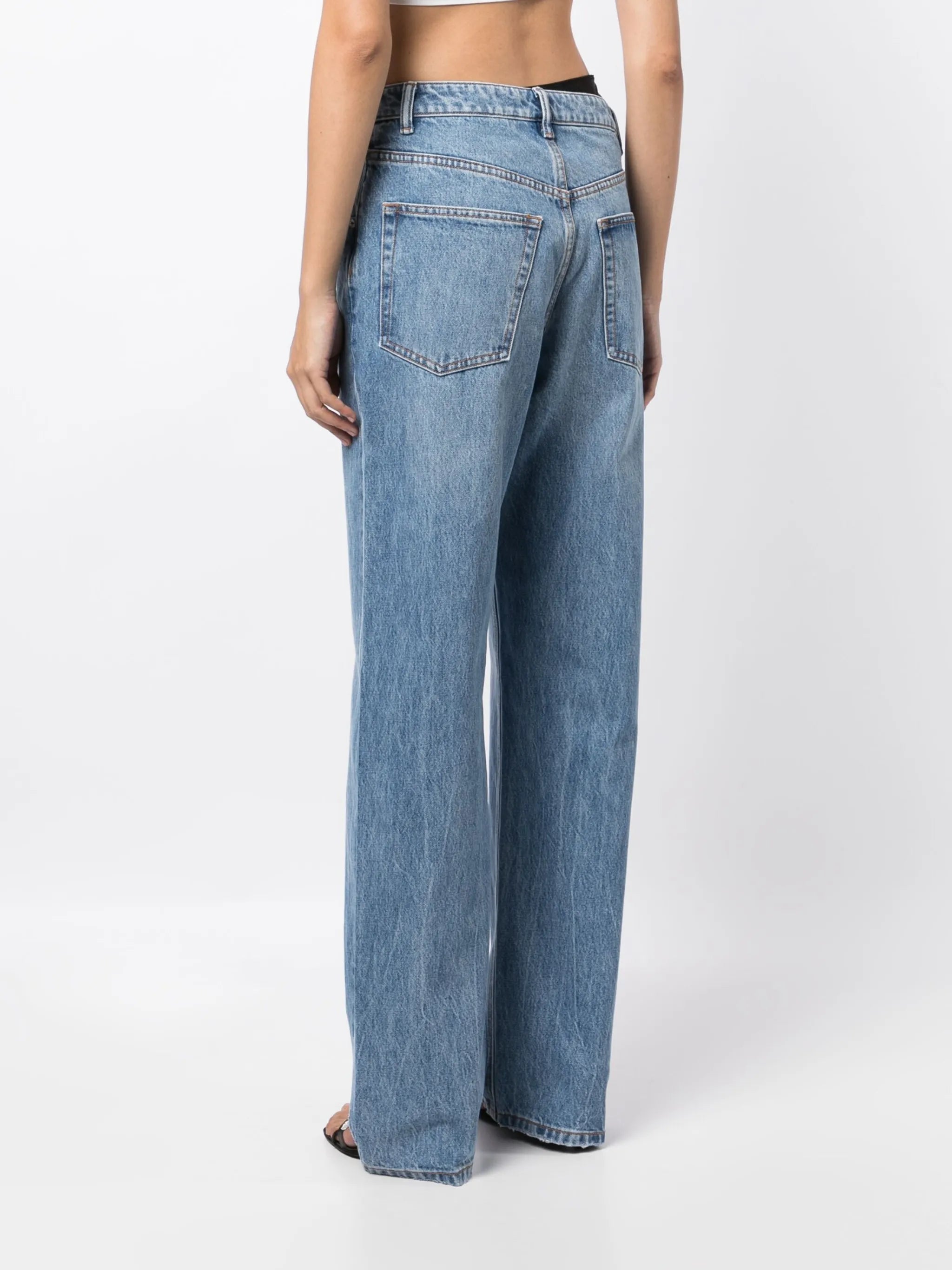 bikini-layered straight jeans
