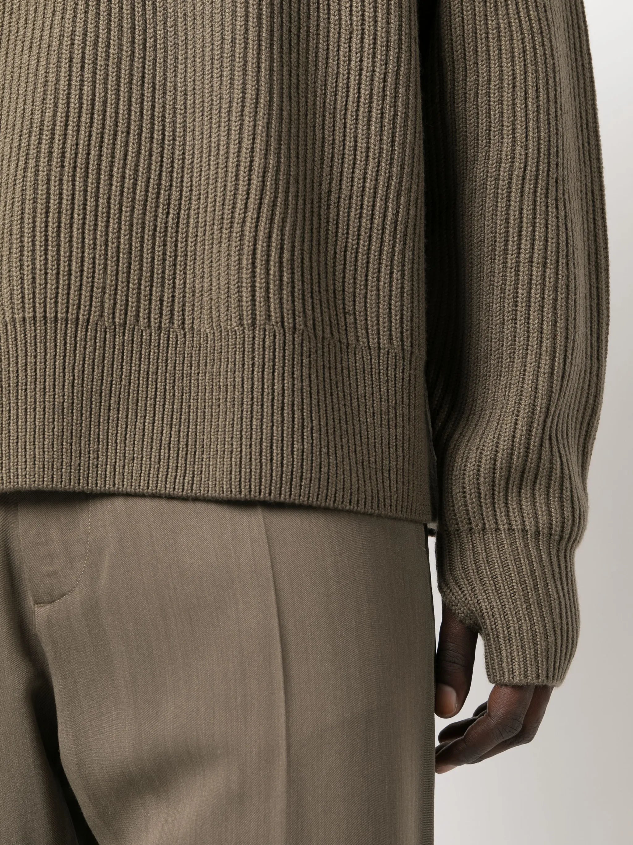 ribbed-knit zip-up jumper