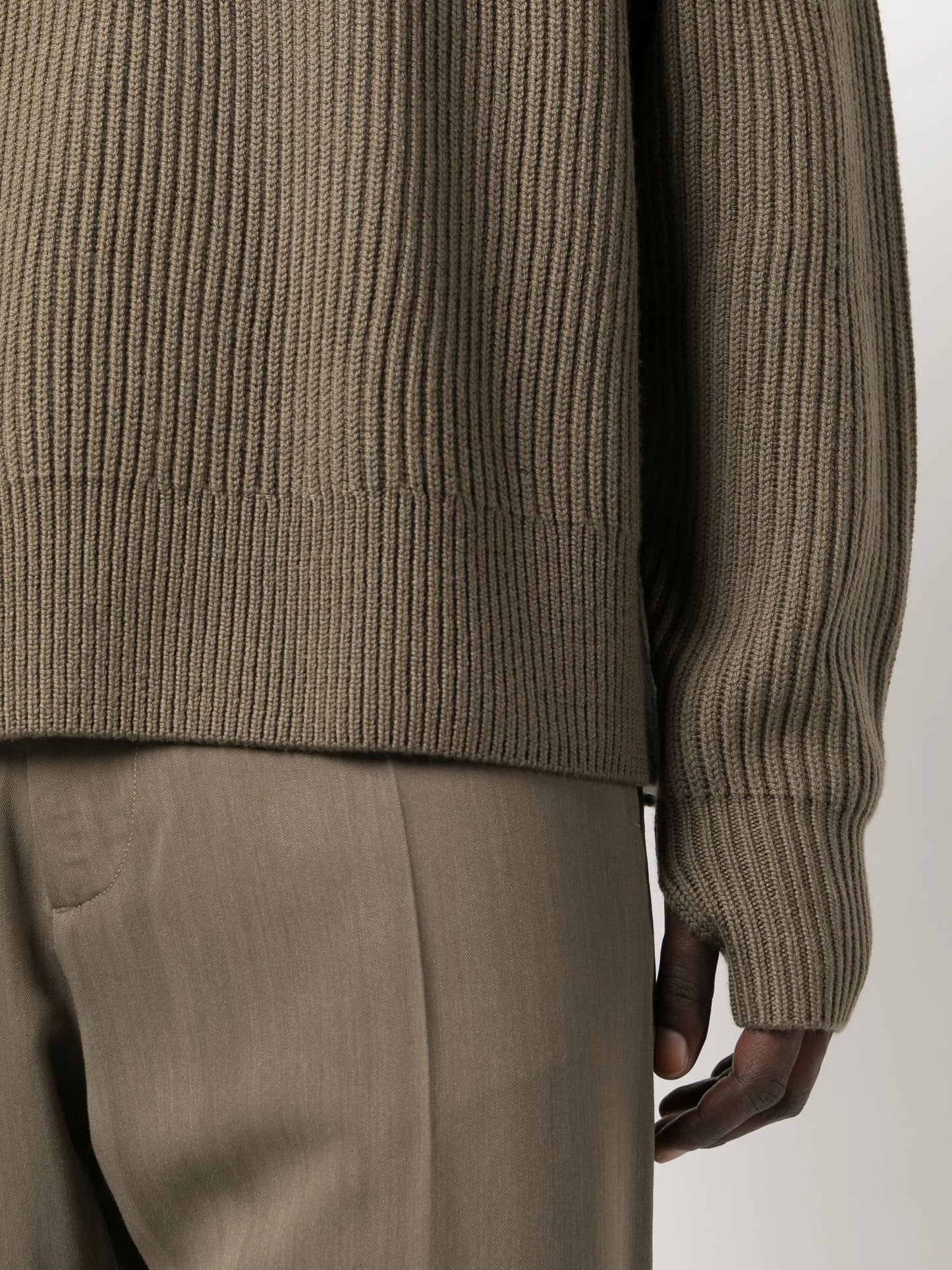ribbed-knit zip-up jumper