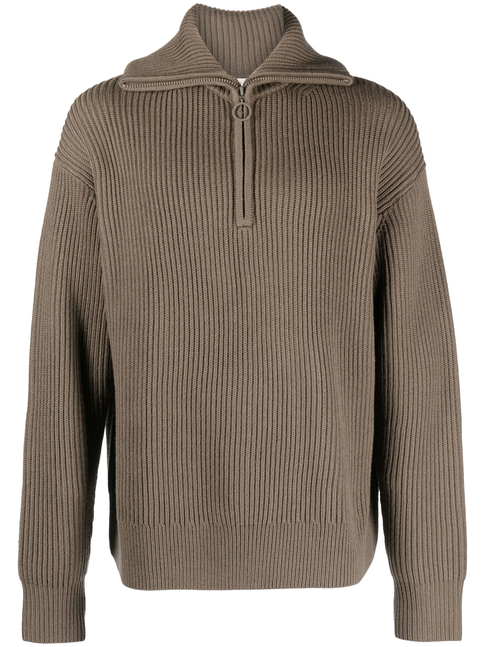 ribbed-knit zip-up jumper