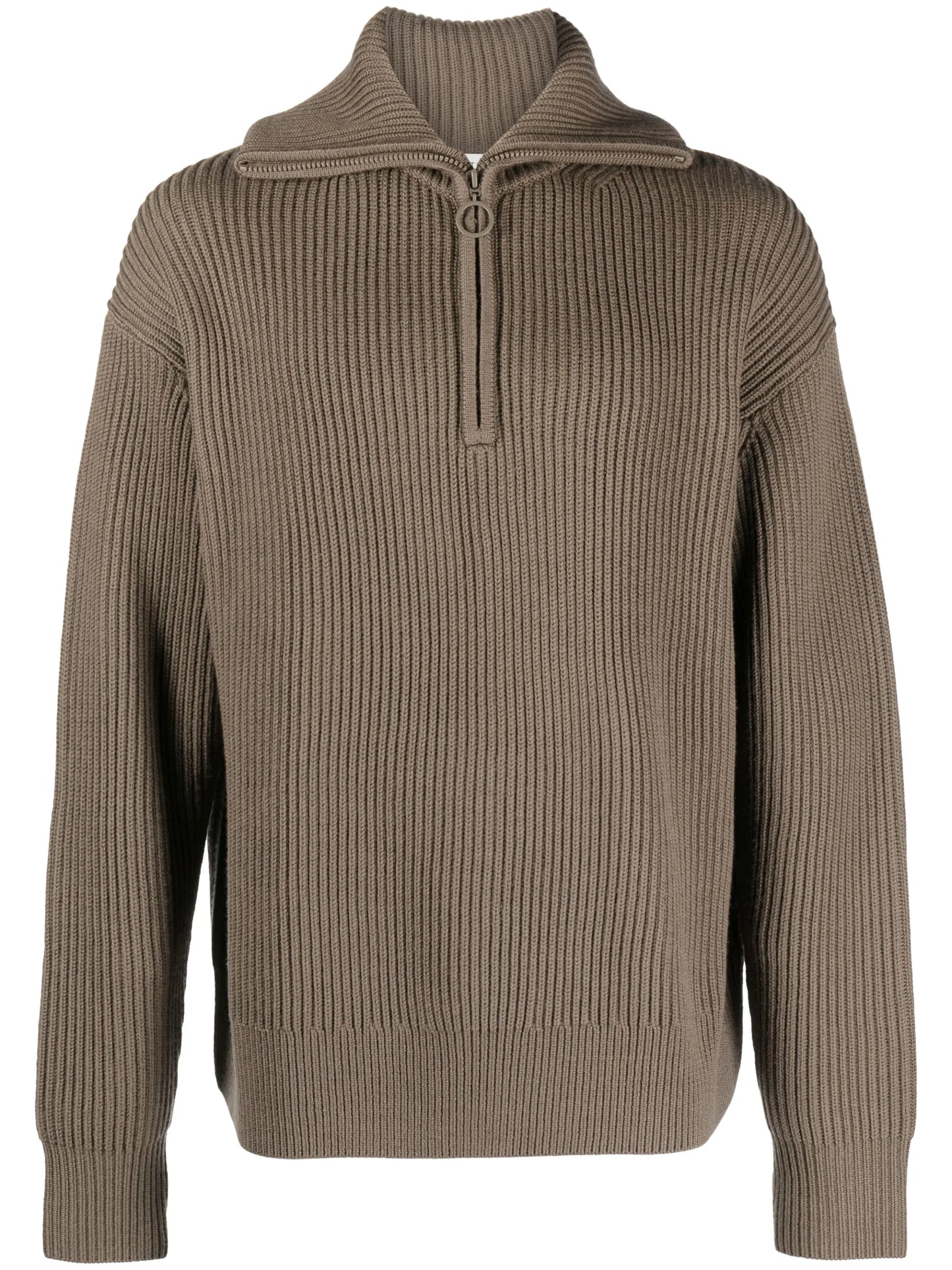 ribbed-knit zip-up jumper