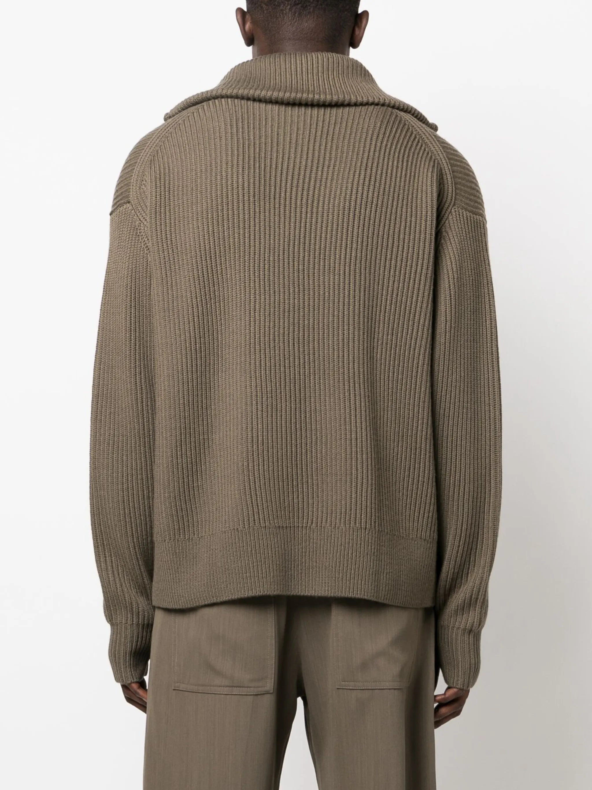ribbed-knit zip-up jumper