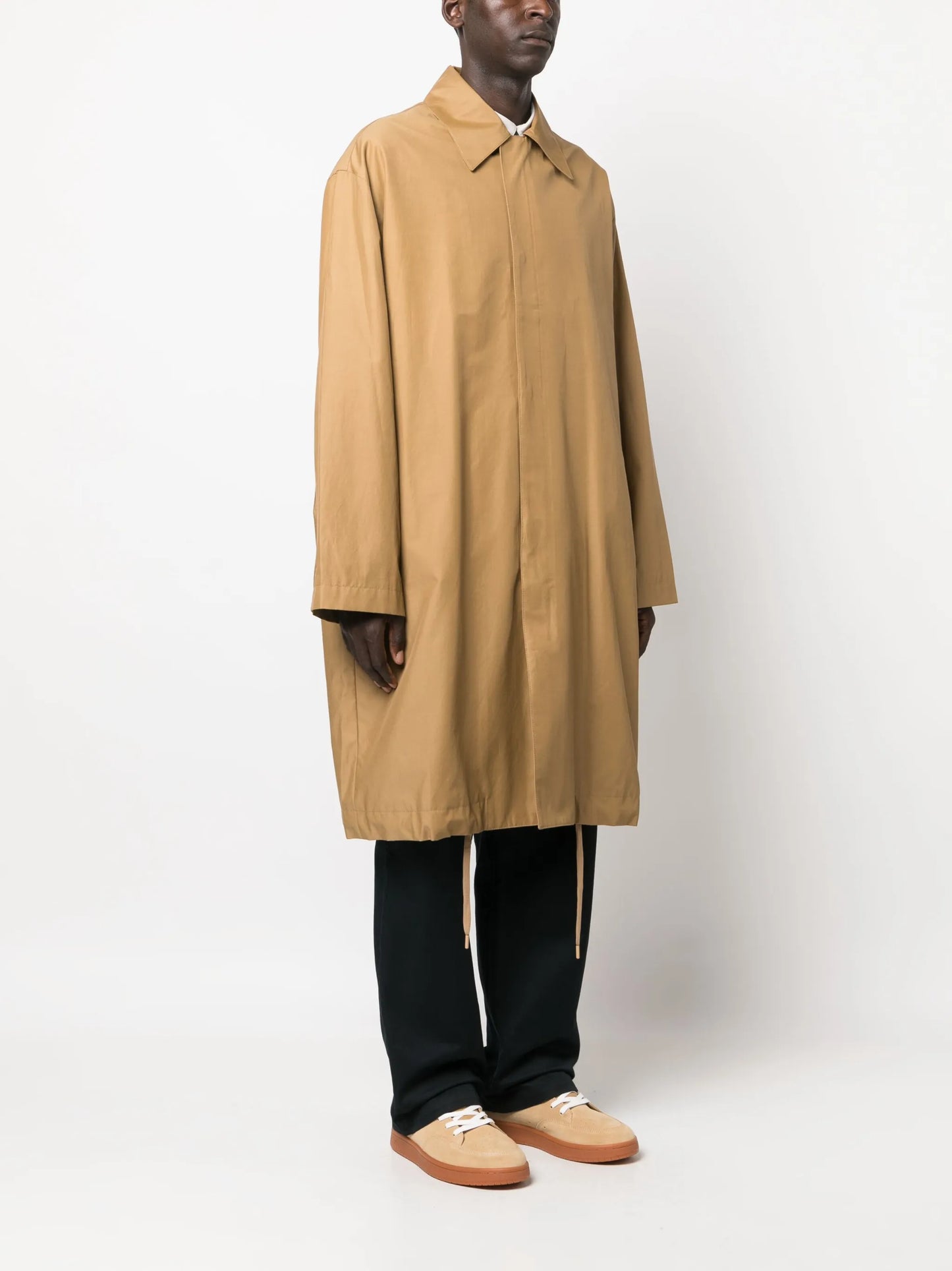 knee-length drawstring-hem coat