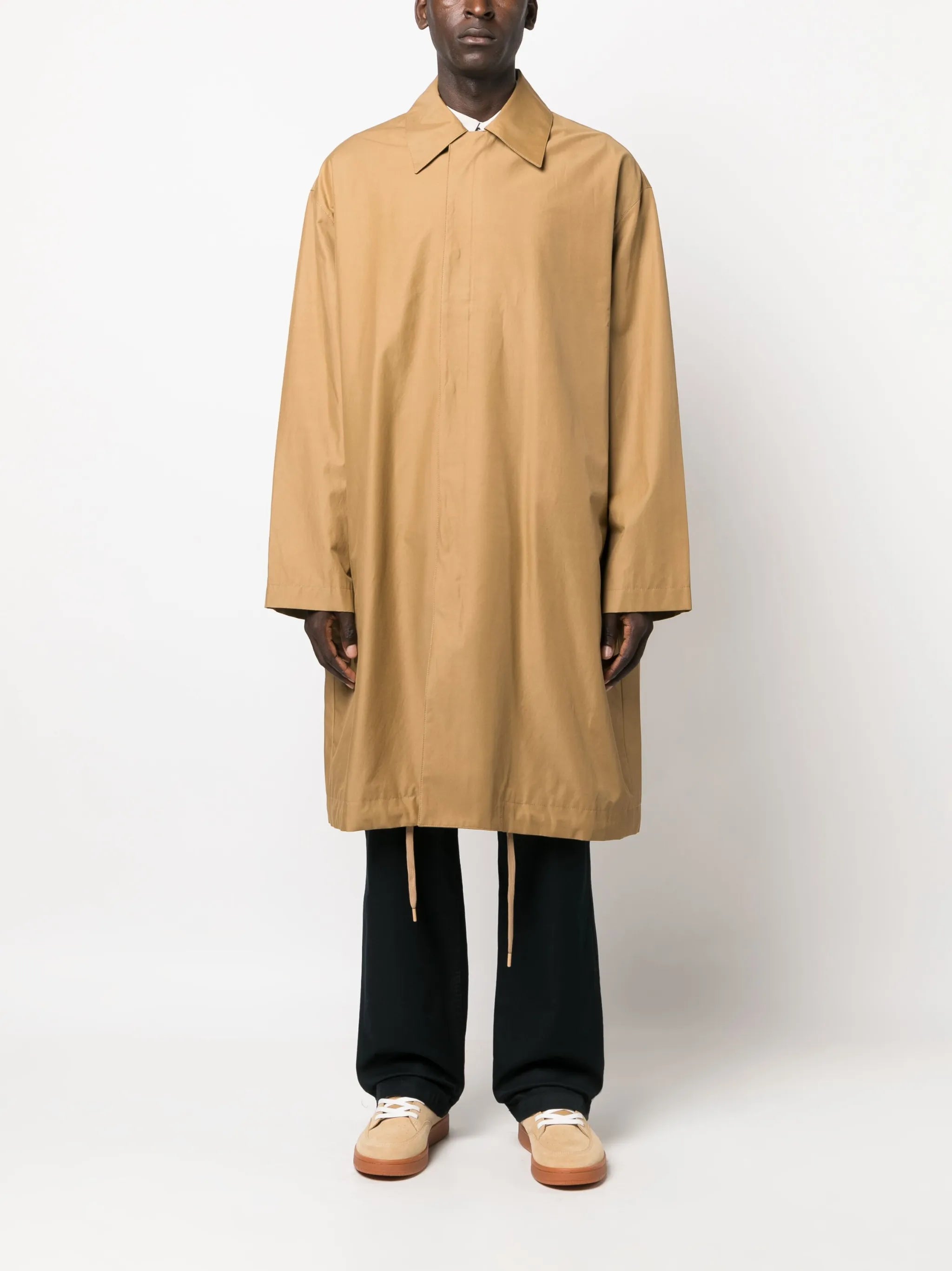 knee-length drawstring-hem coat