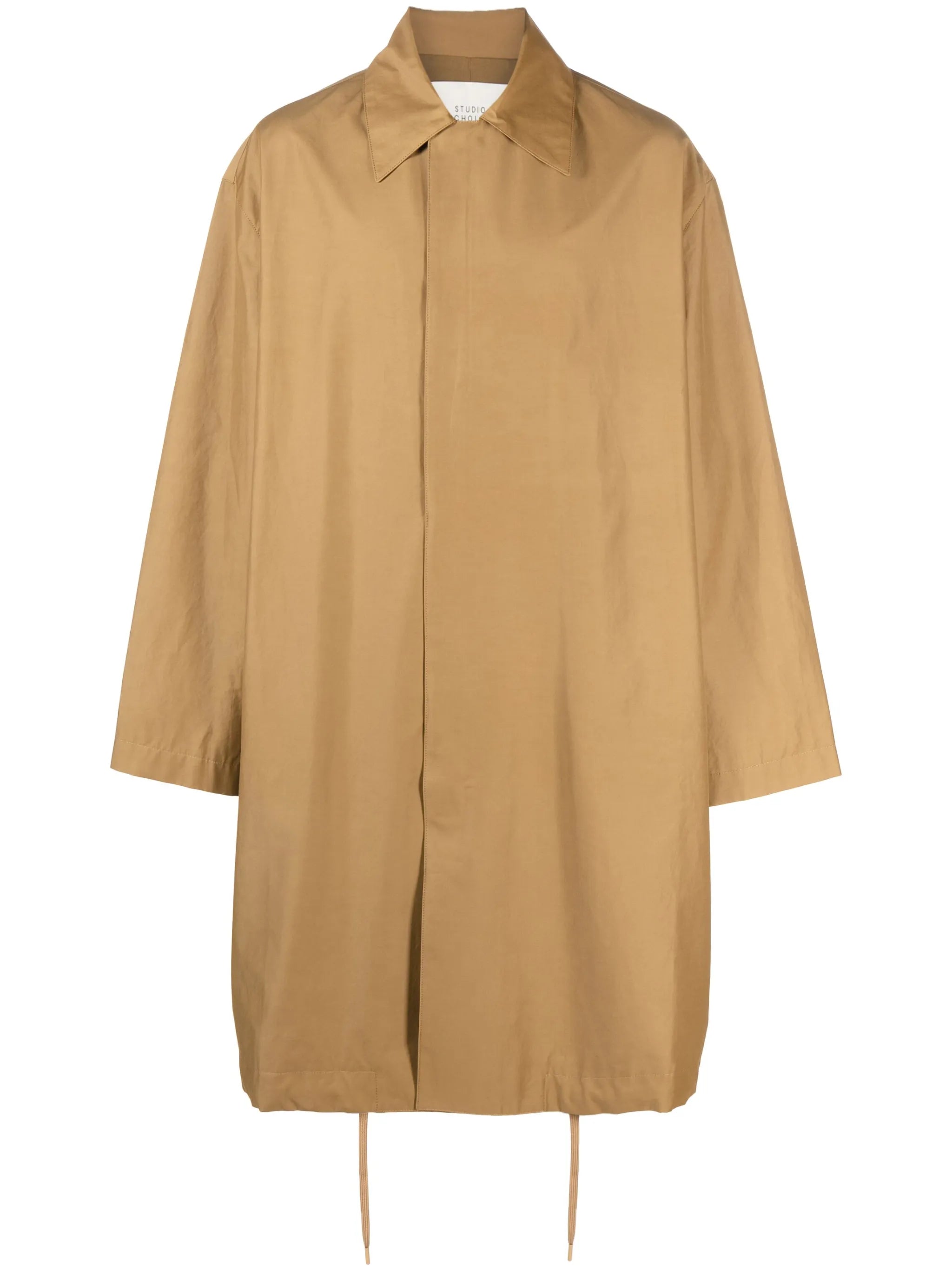 knee-length drawstring-hem coat