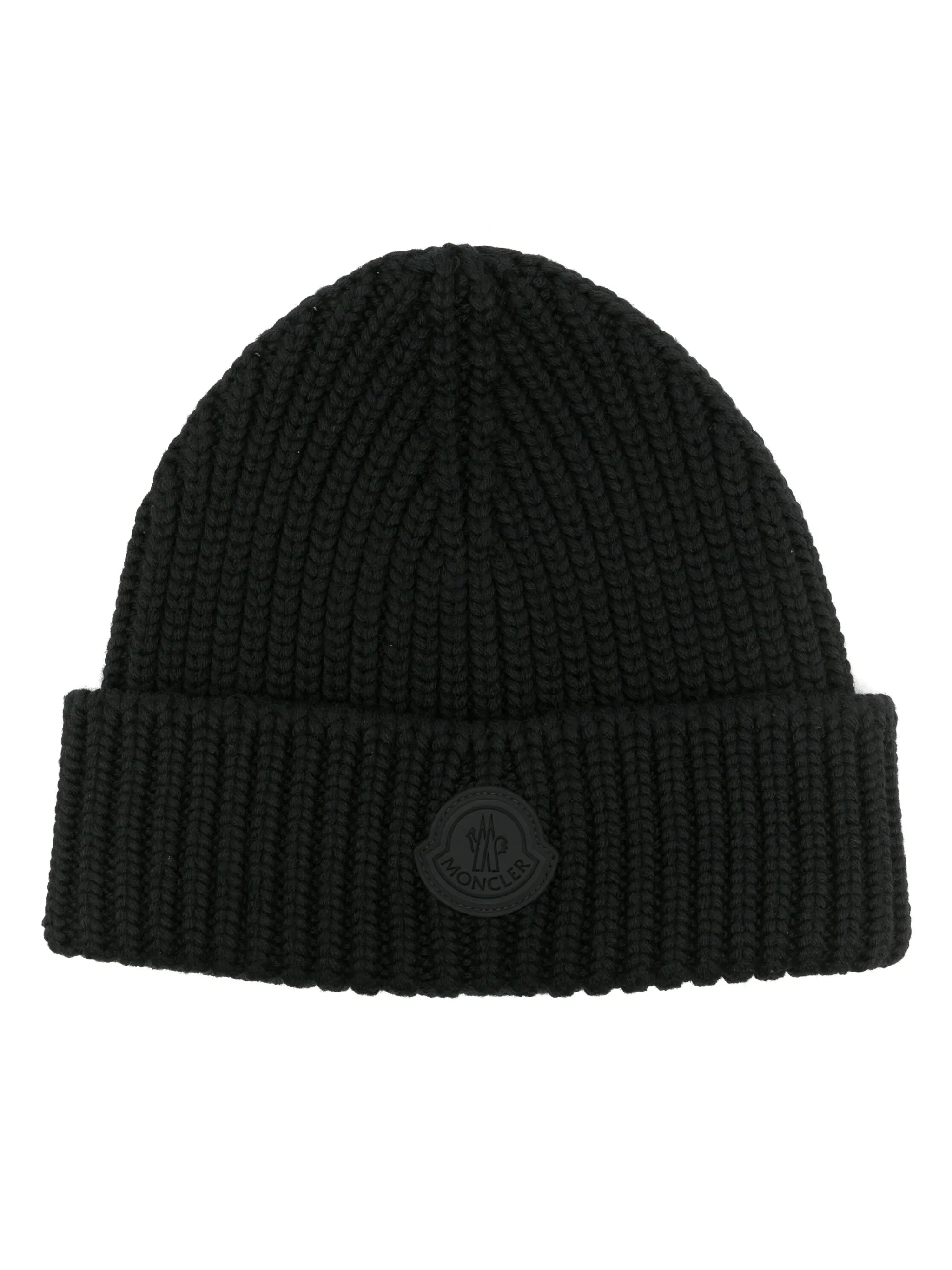 logo-patch ribbed-knit beanie