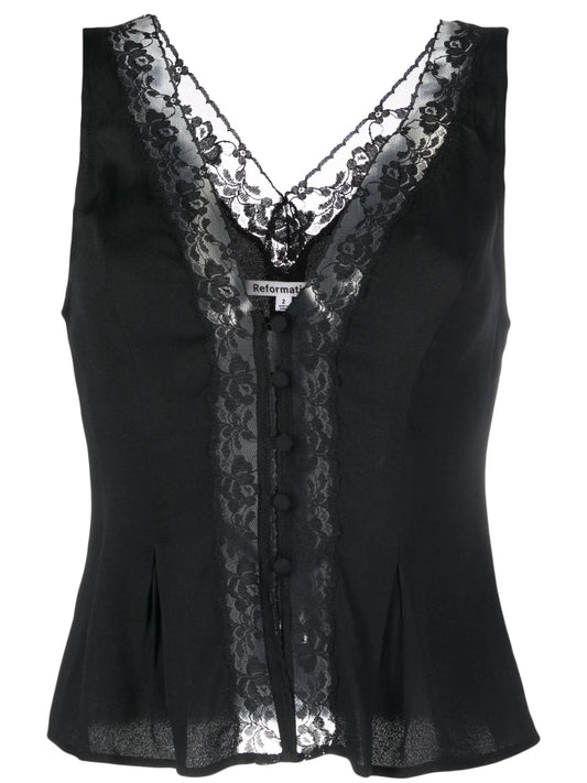 Cristina lace-trim tank top