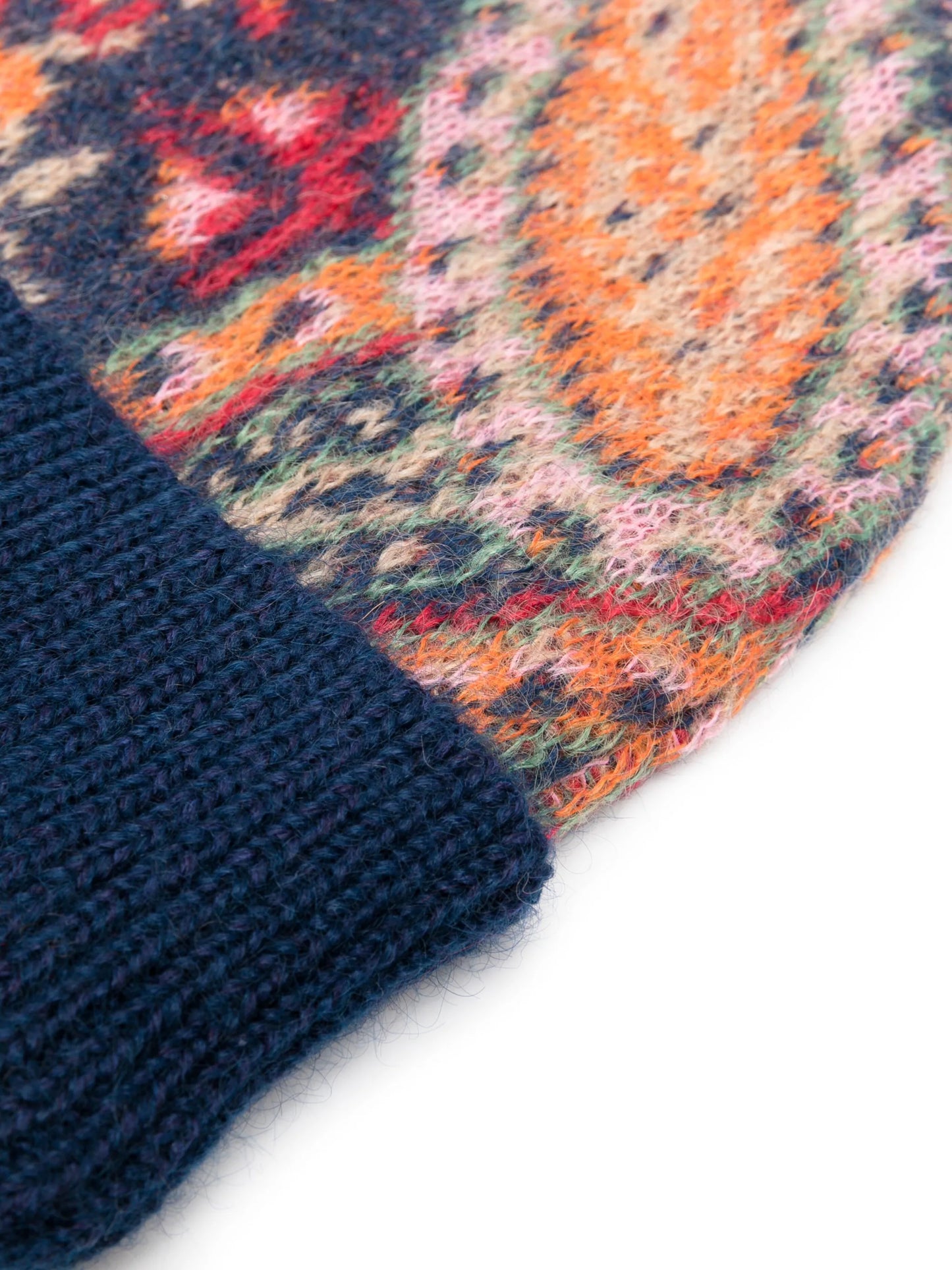 floral-pattern mohair-blend beanie
