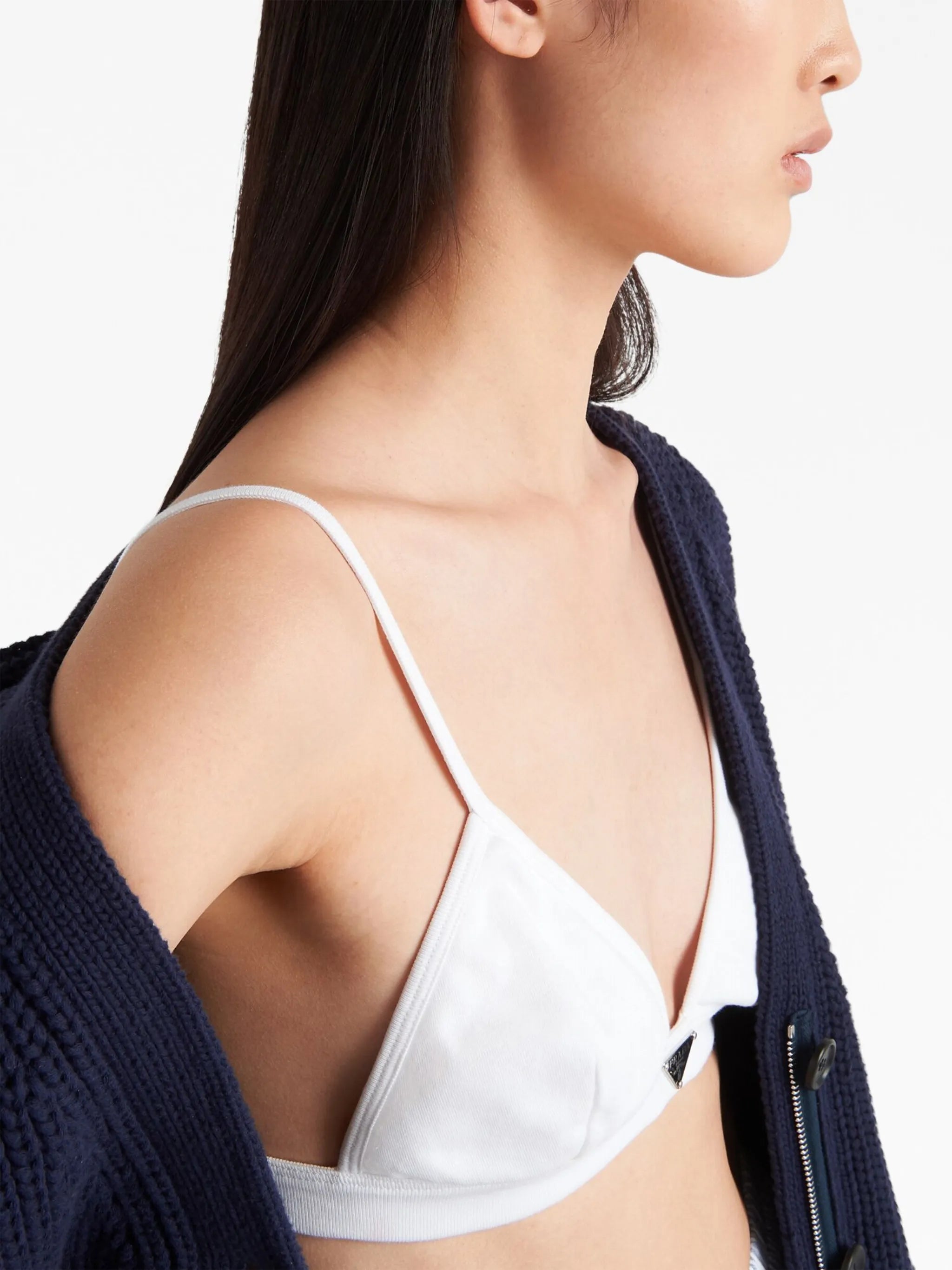 triangle-logo ribbed-knit bralette