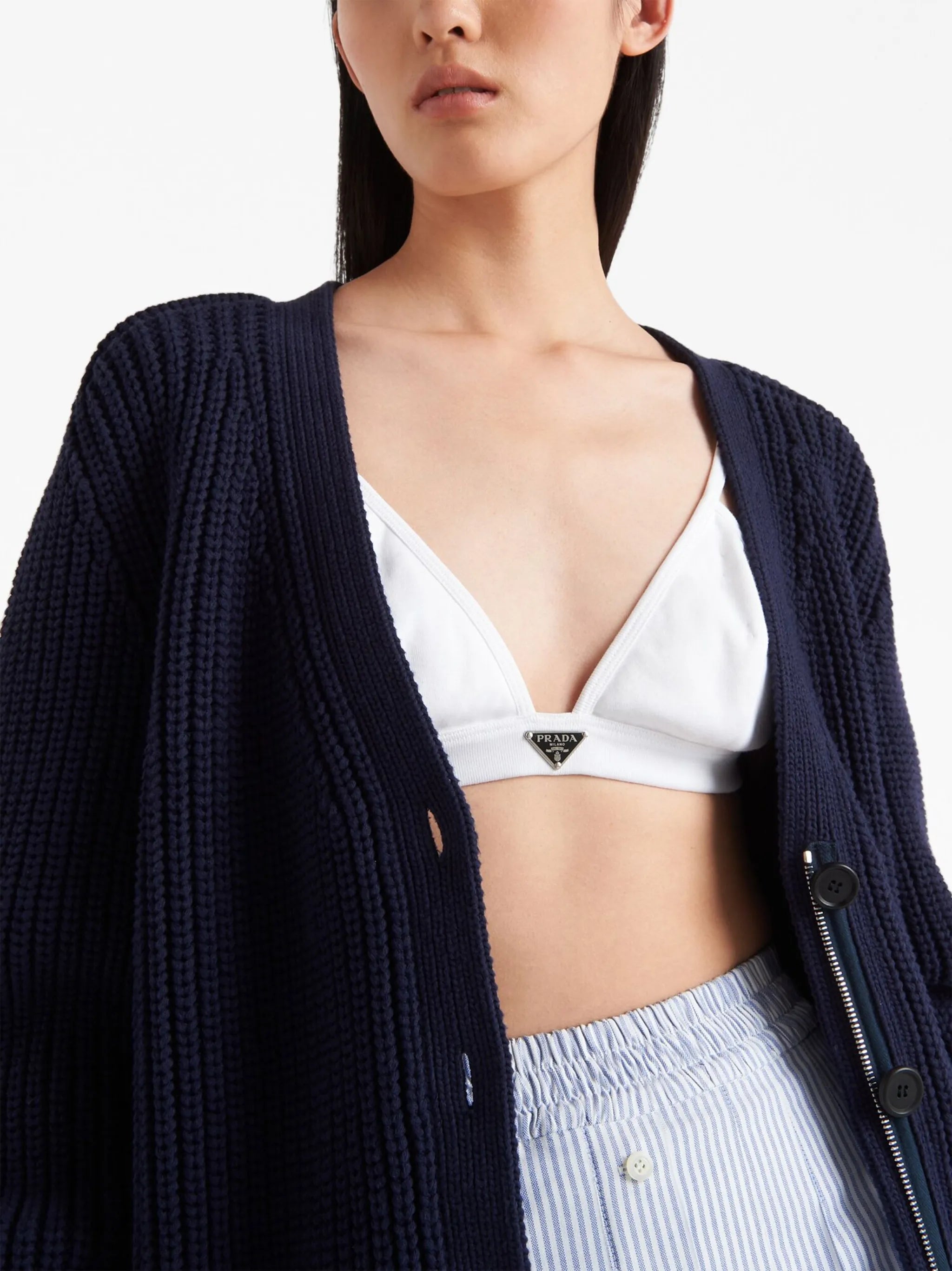 triangle-logo ribbed-knit bralette