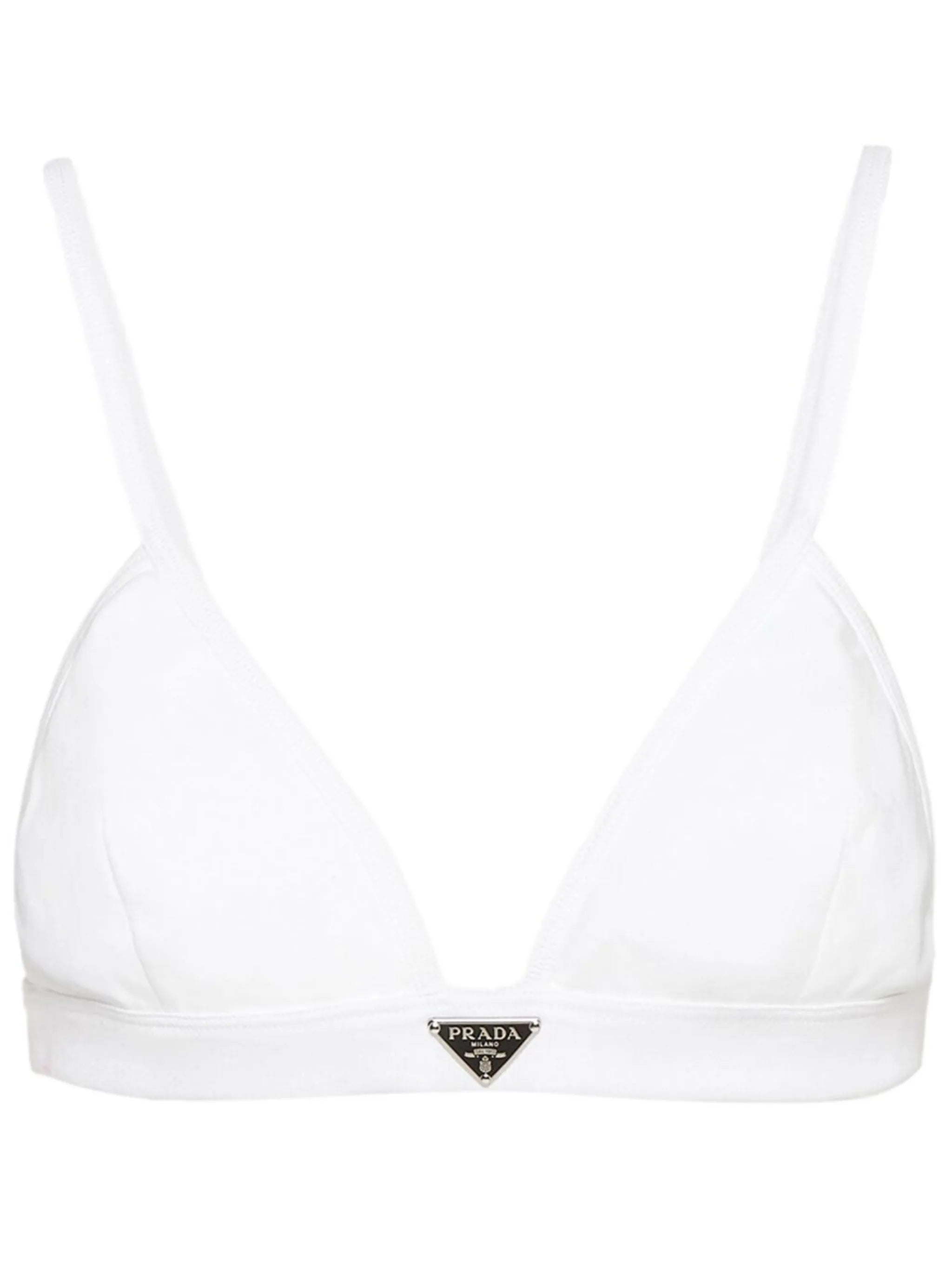 triangle-logo ribbed-knit bralette