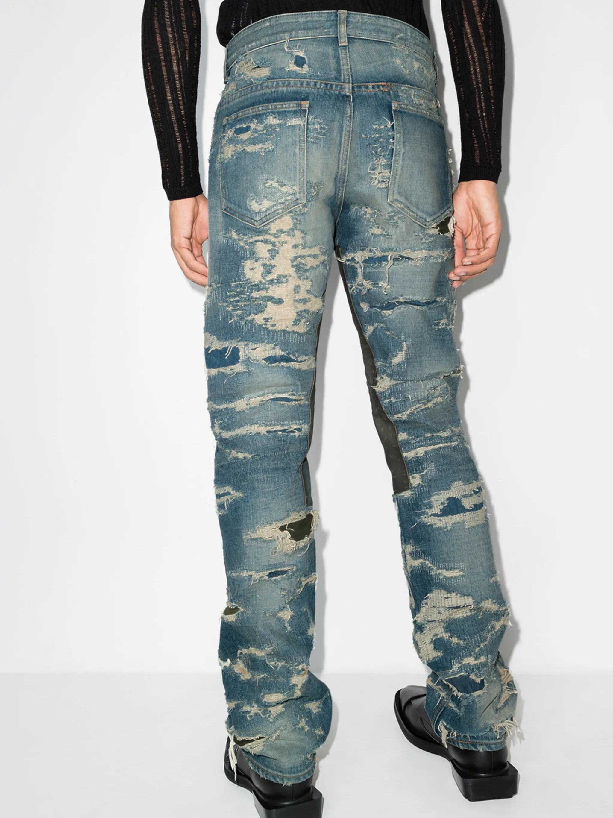 Distressed Moleskin straight-leg jeans