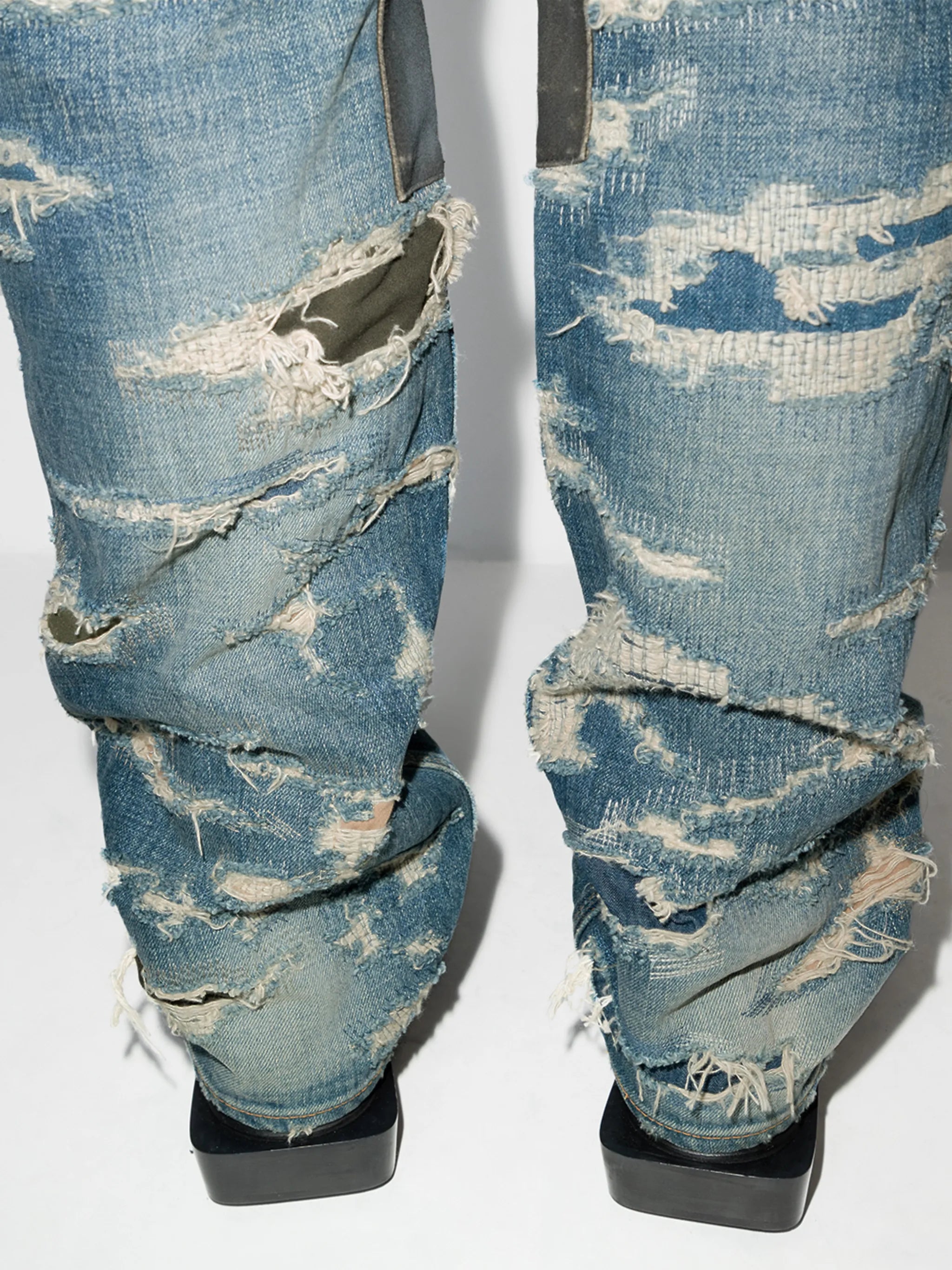 Distressed Moleskin straight-leg jeans
