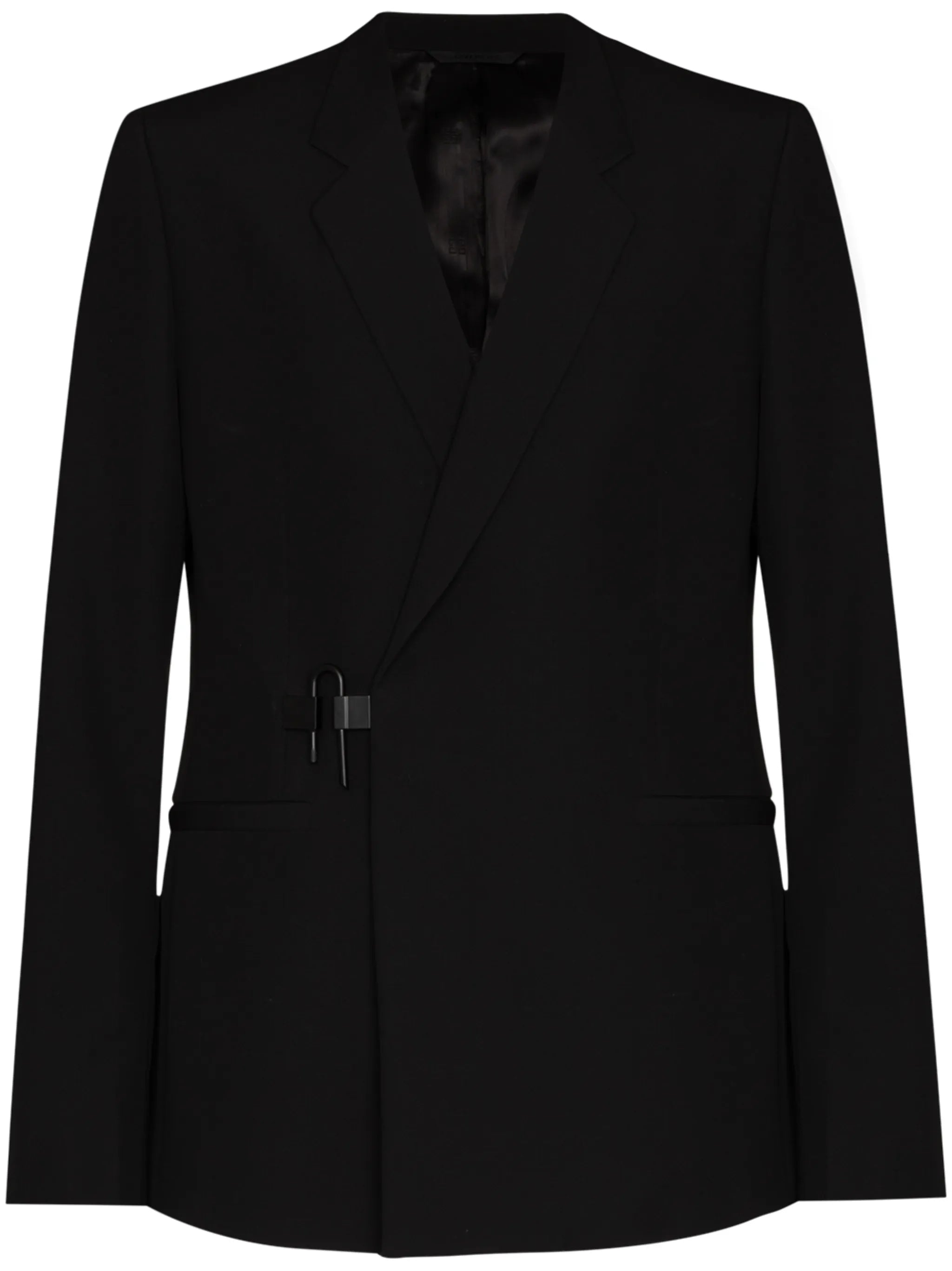 padlock-detail tailored wool blazer