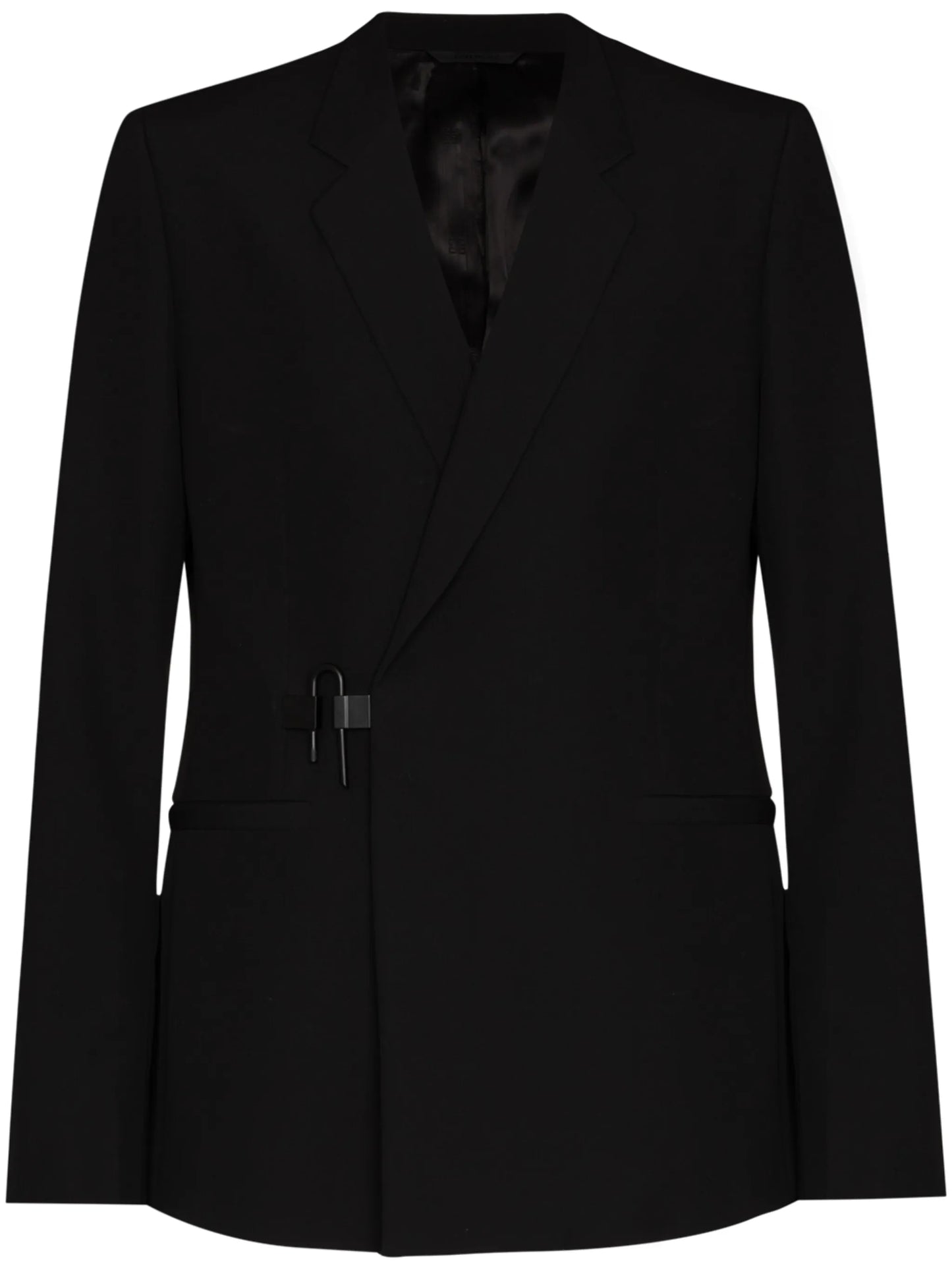 padlock-detail tailored wool blazer