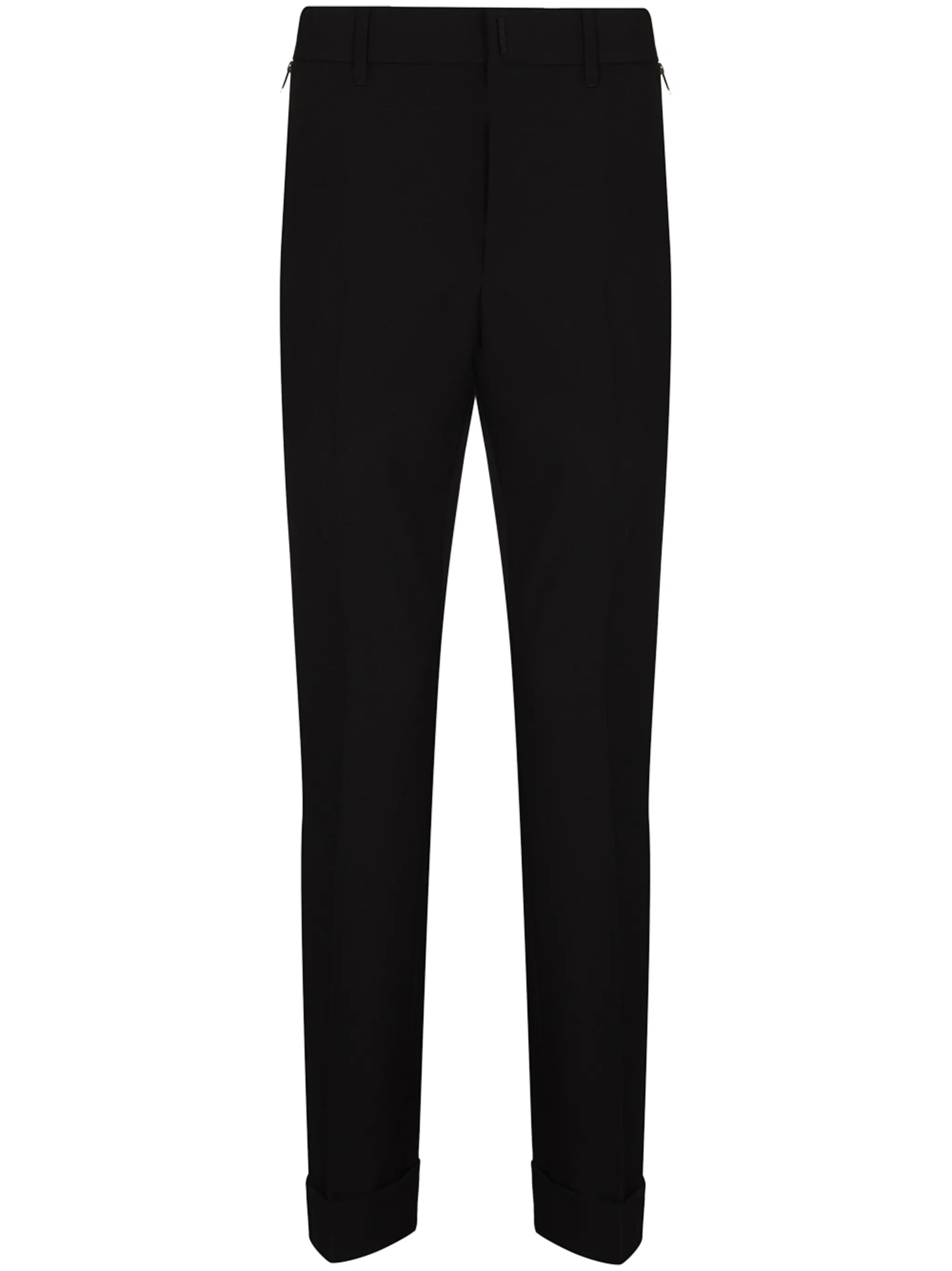 slim-fit tailored wool trousers