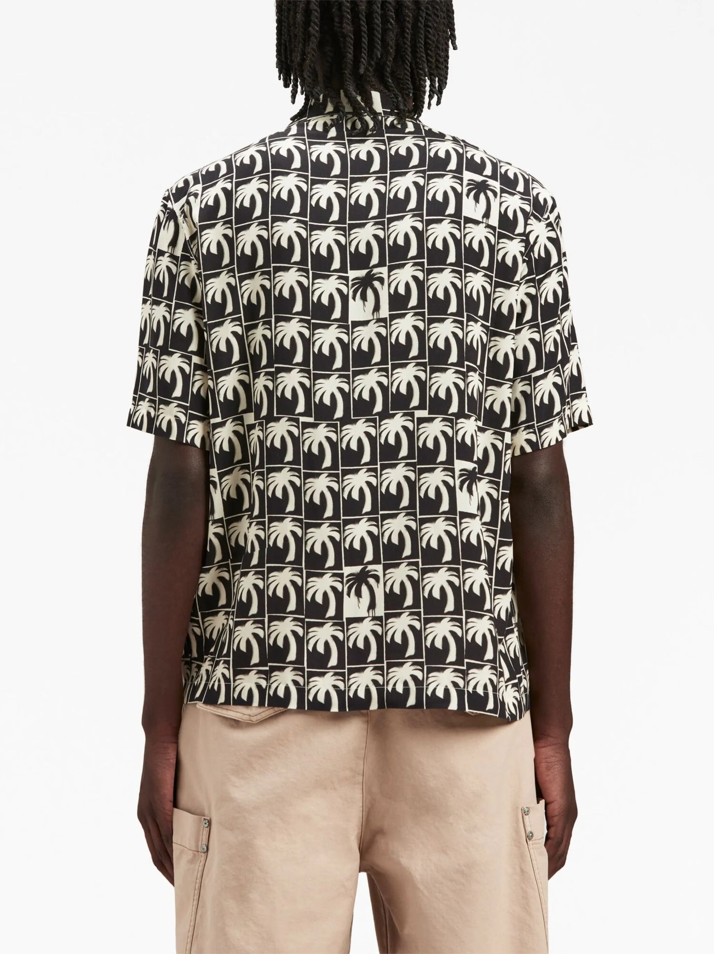 palm-tree print bowling shirt