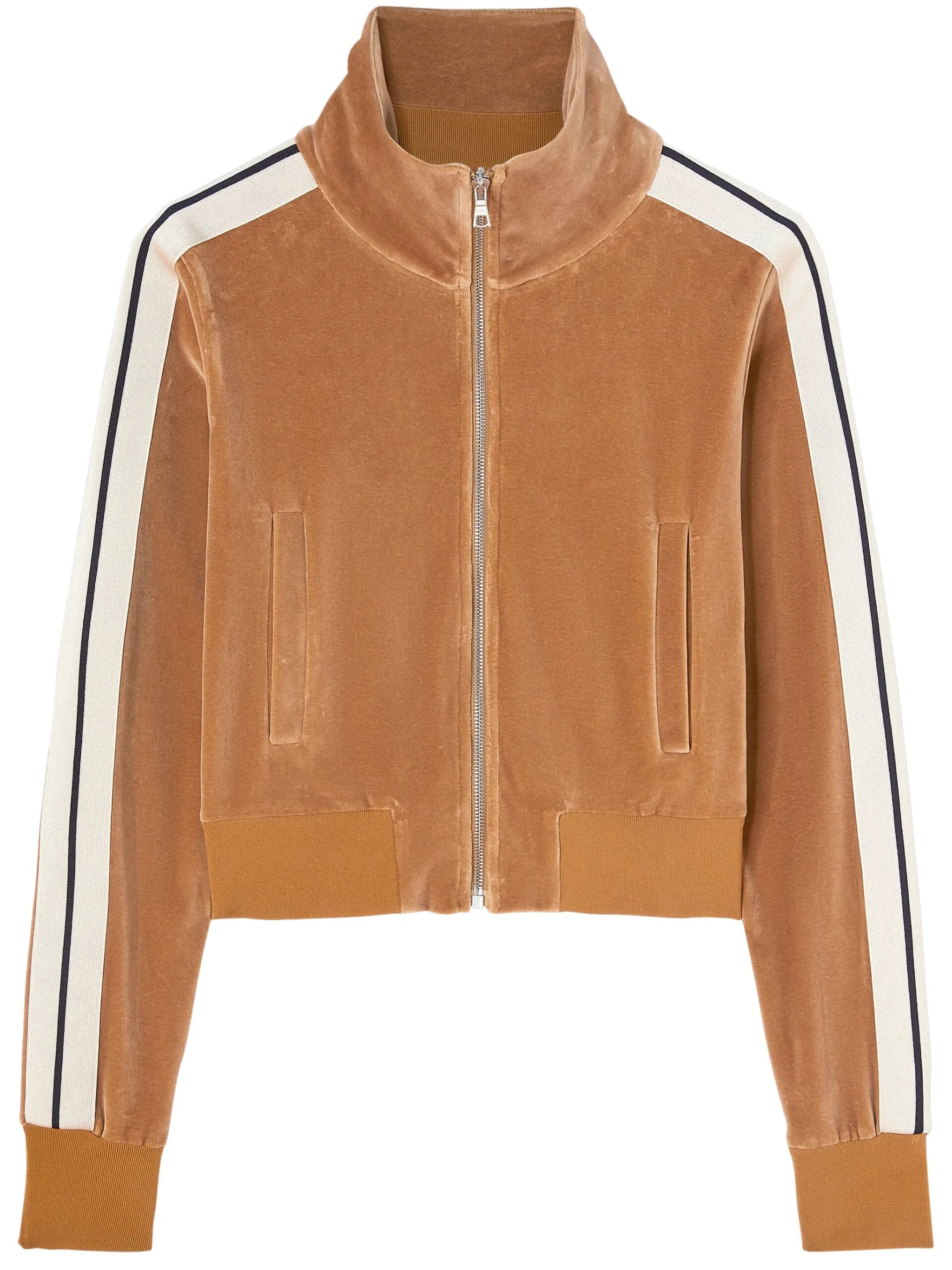 side-stripe velvet track jacket