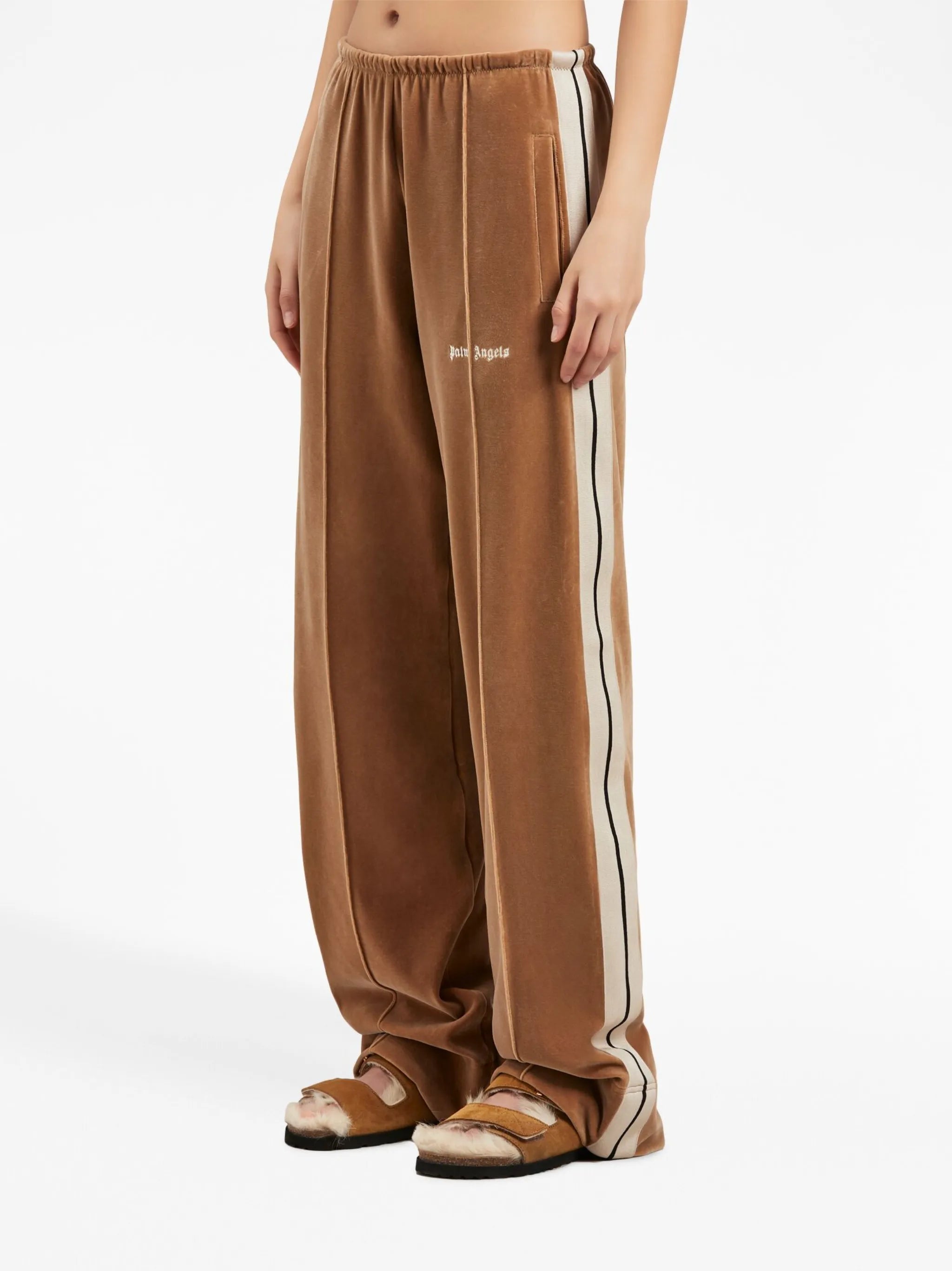 wide-leg velvet track pants