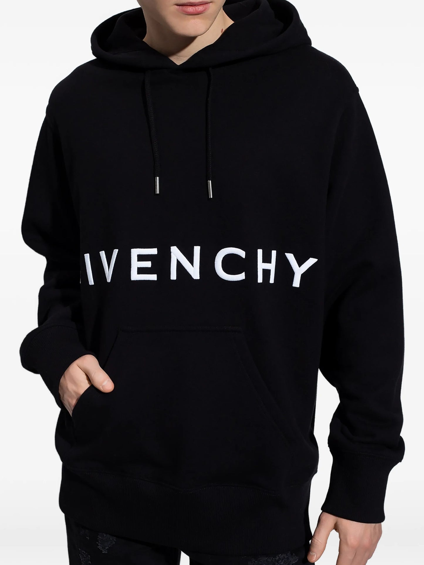 embroidered-logo hoodie