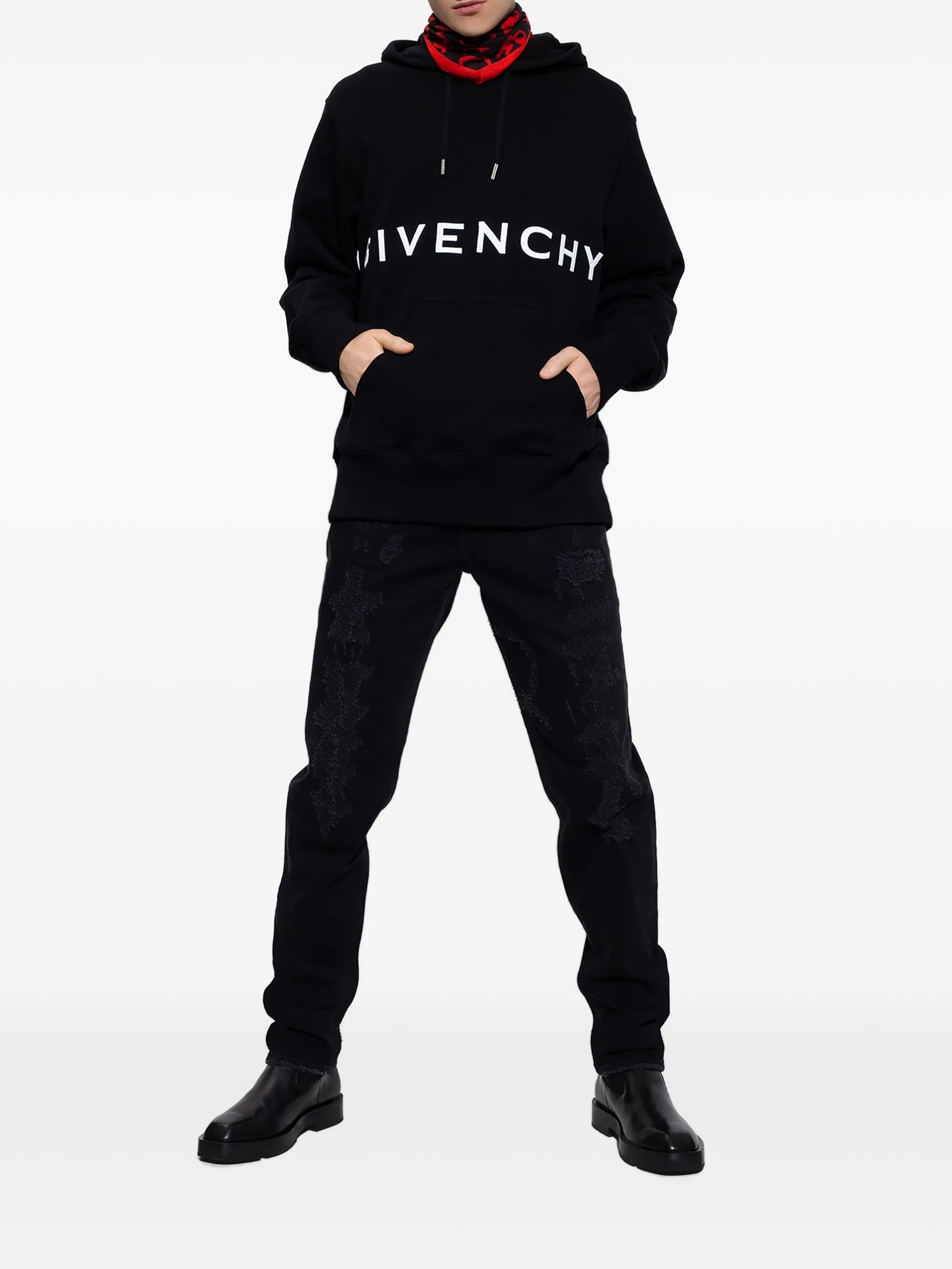 embroidered-logo hoodie
