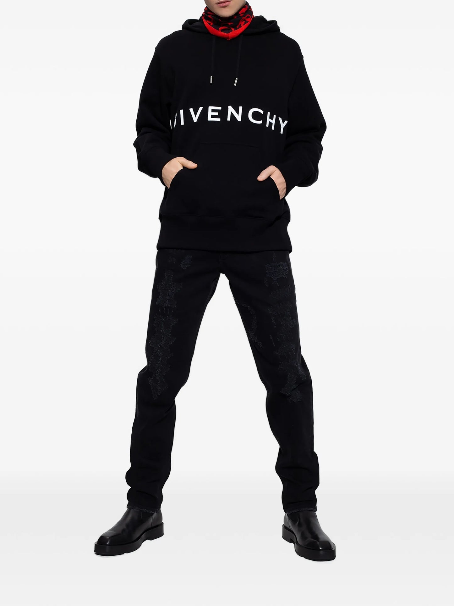 embroidered-logo hoodie