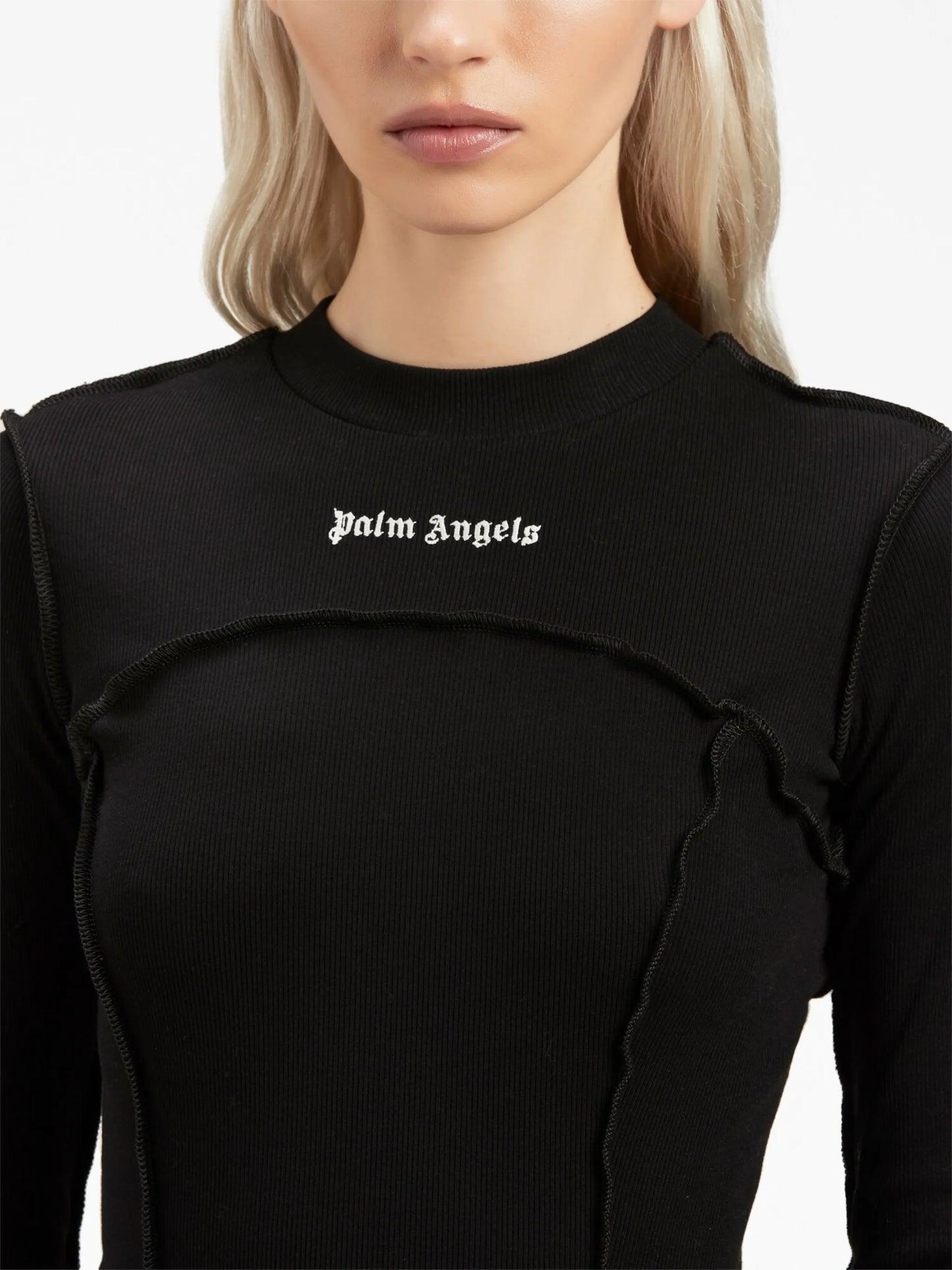 logo-embroidered ribbed minidress