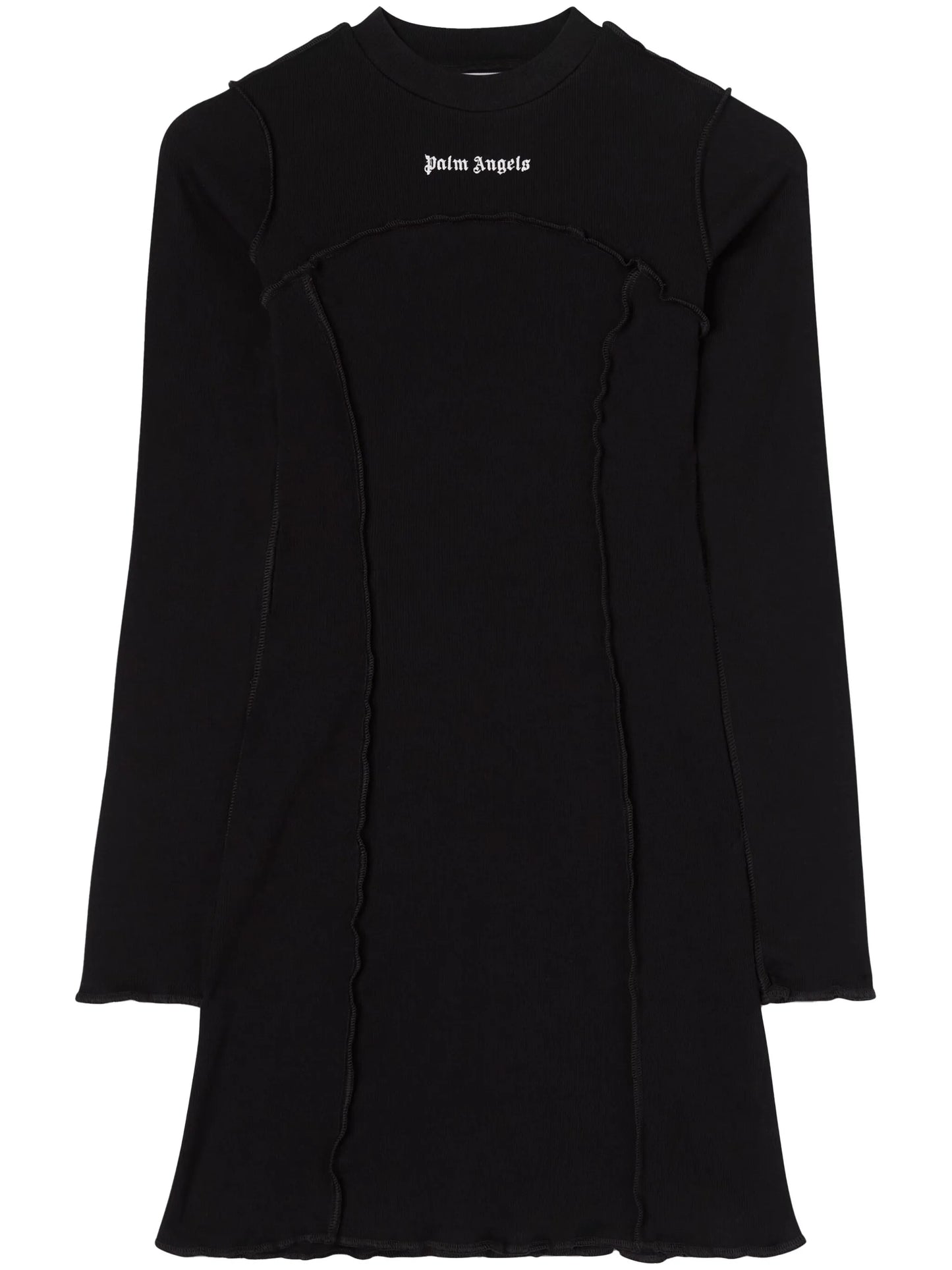 logo-embroidered ribbed minidress