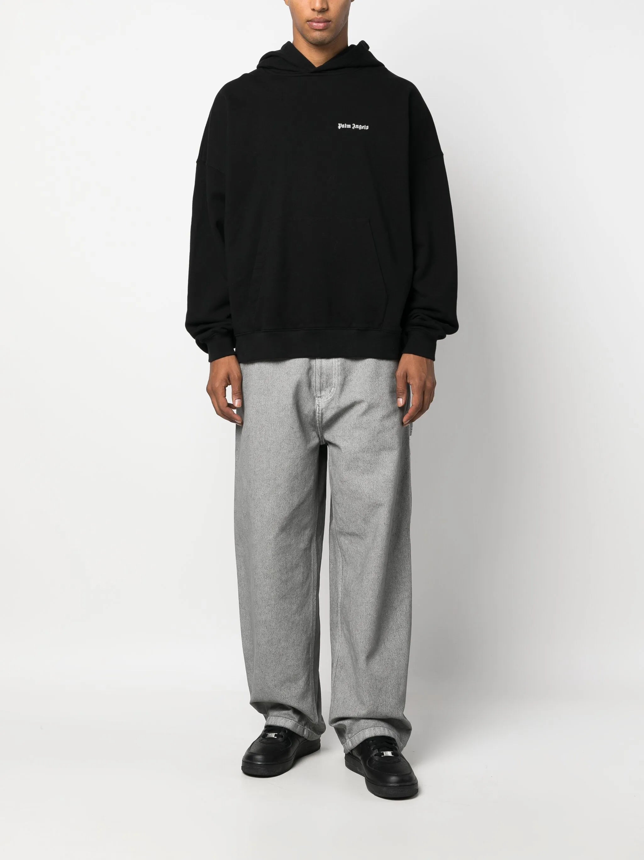 logo-embroidered cotton hoodie
