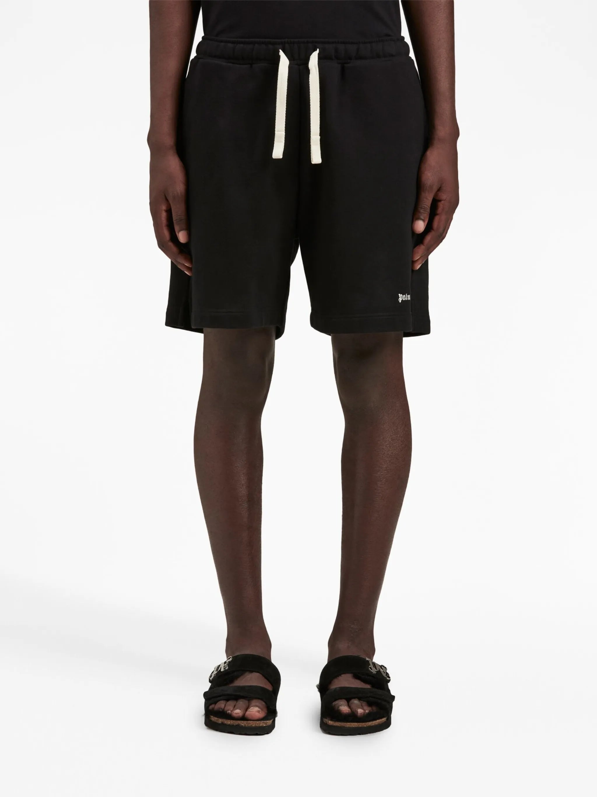 embroidered-logo track shorts