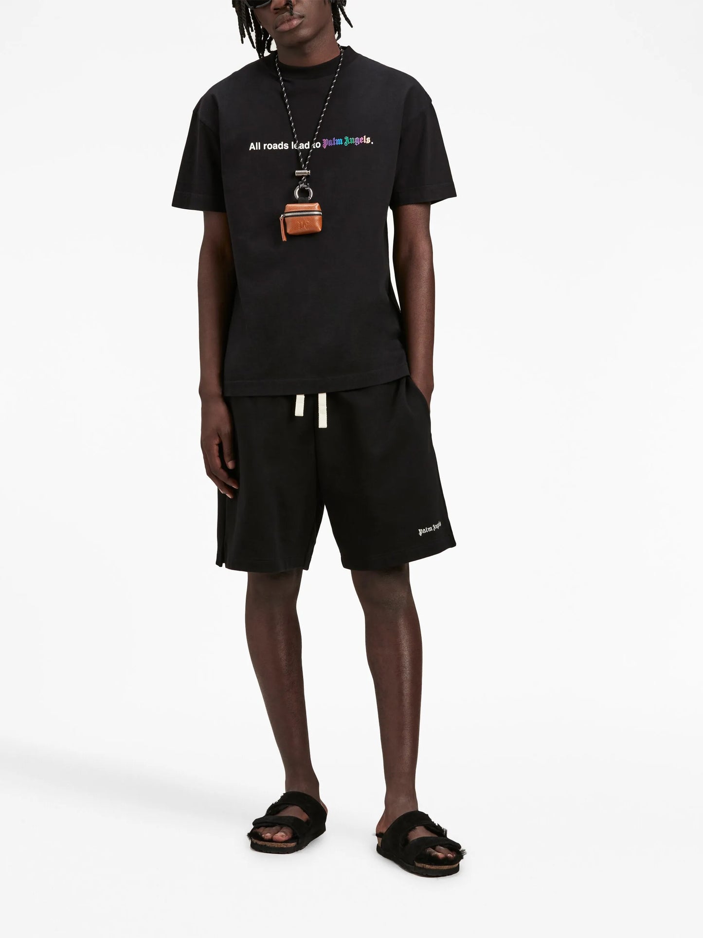 embroidered-logo track shorts