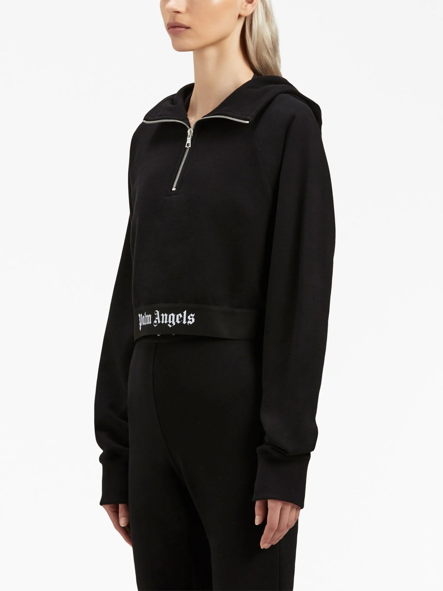 logo-strap cotton cropped sweatshirt