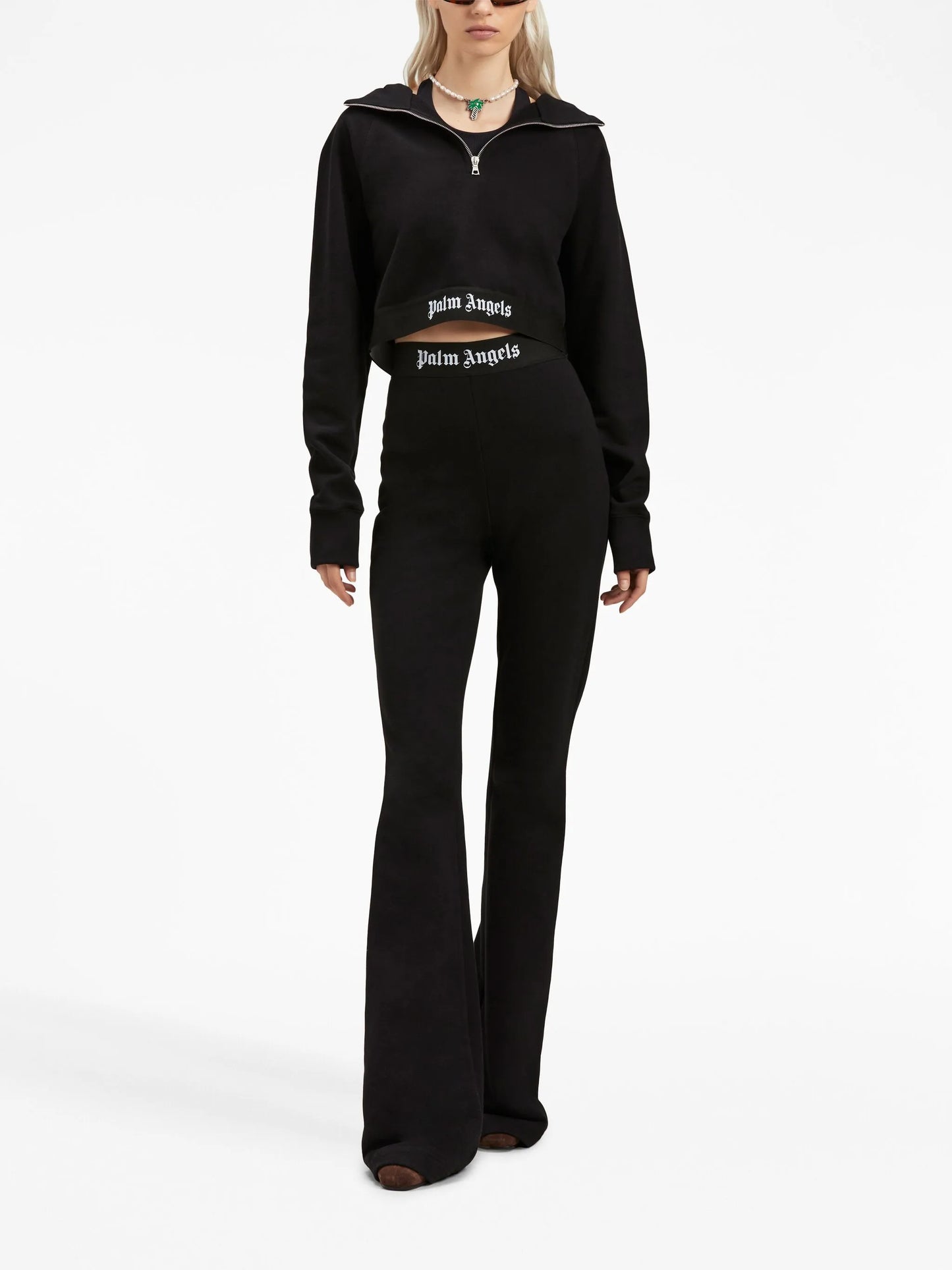 logo-strap cotton cropped sweatshirt