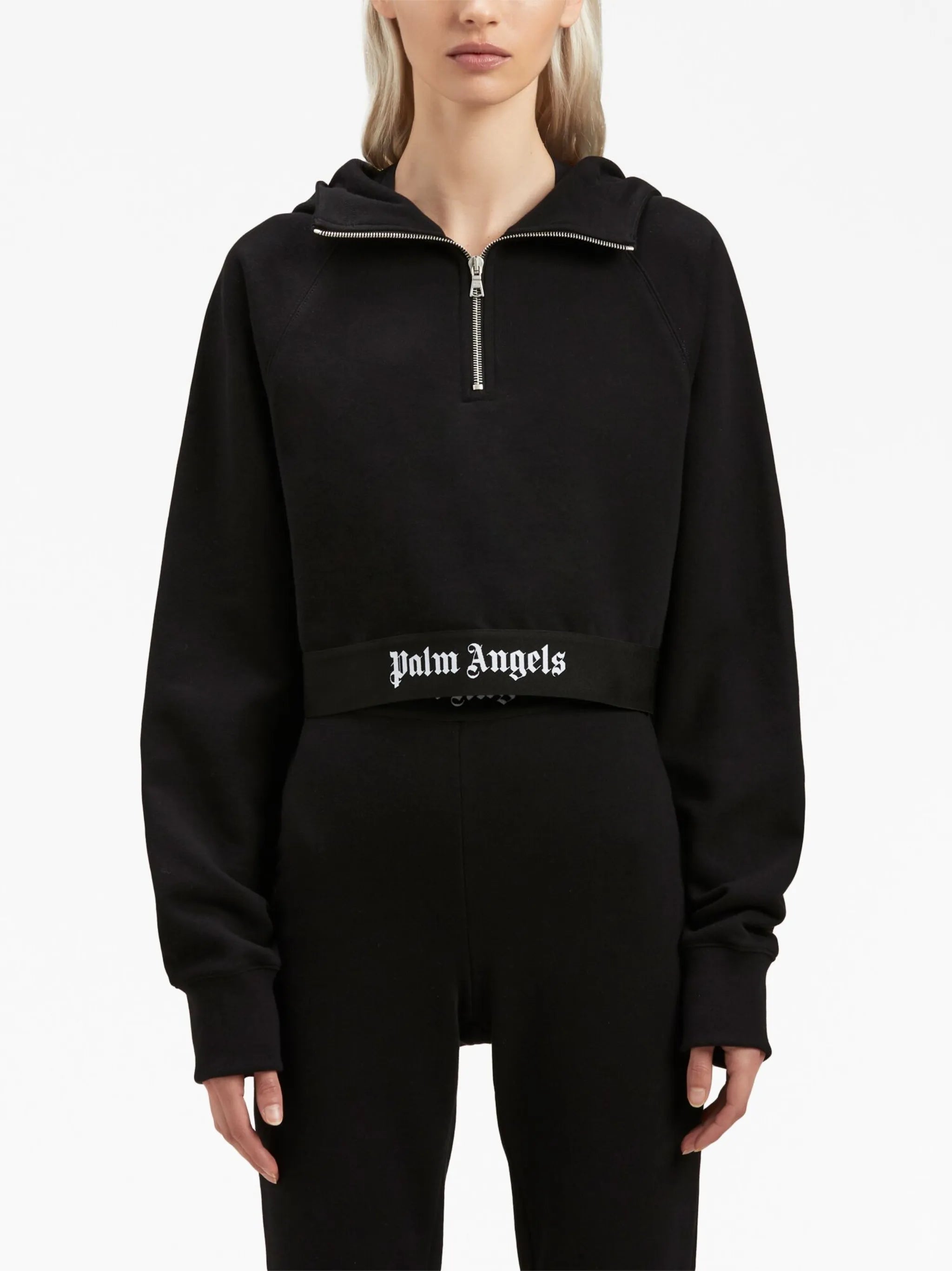 logo-strap cotton cropped sweatshirt