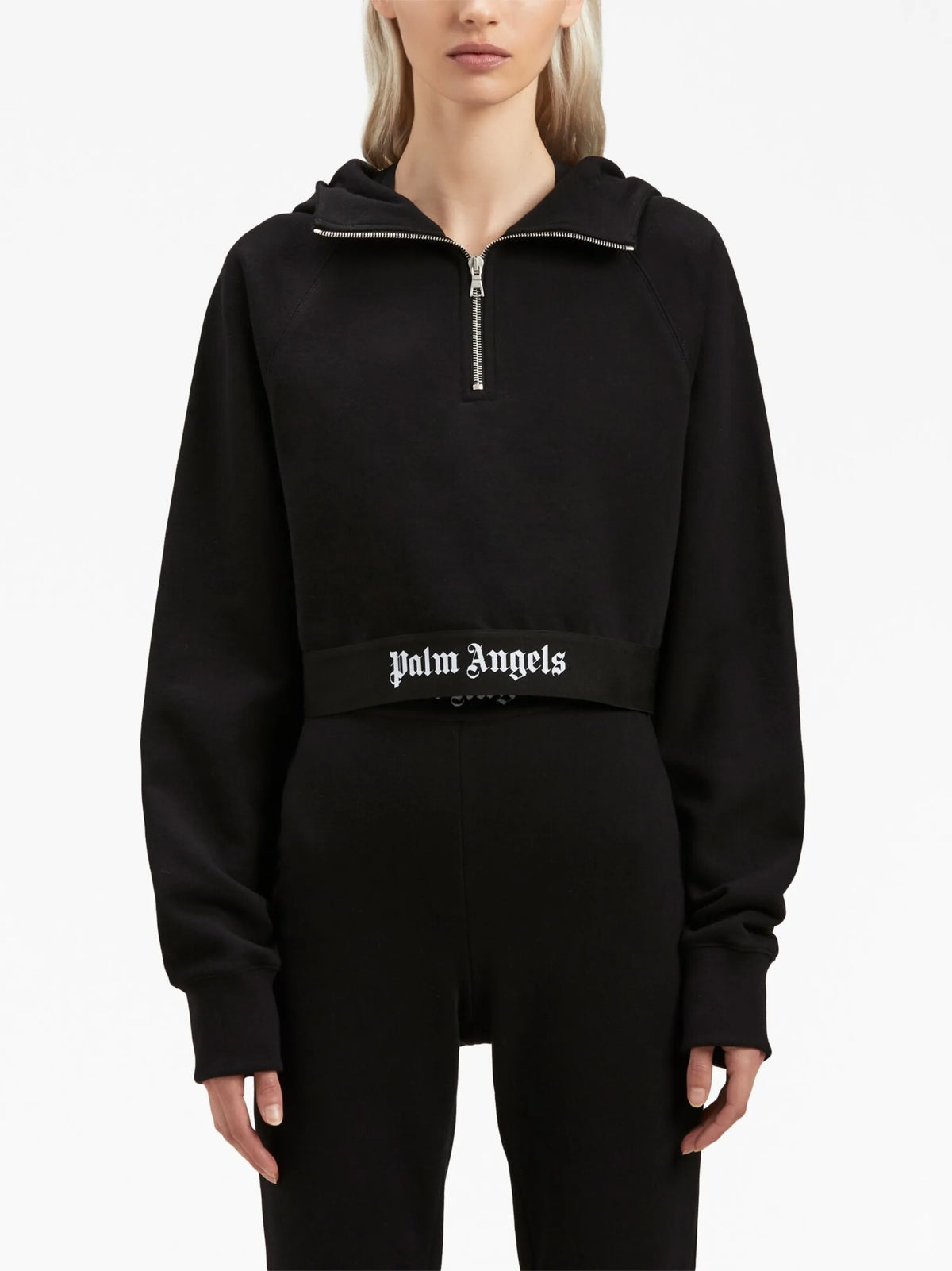 logo-strap cotton cropped sweatshirt
