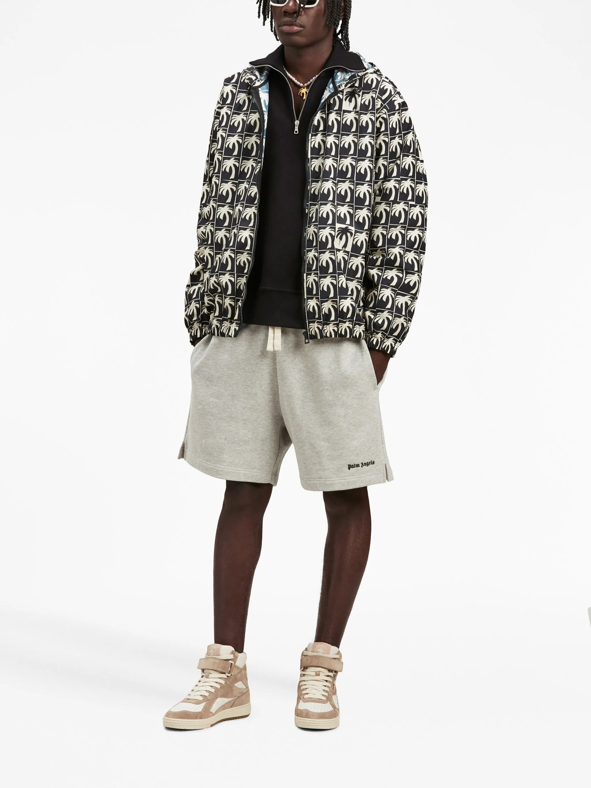embroidered-logo track shorts