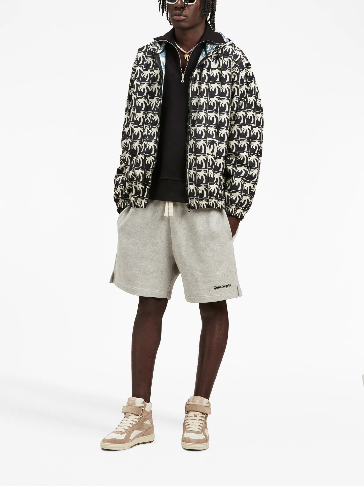 embroidered-logo track shorts
