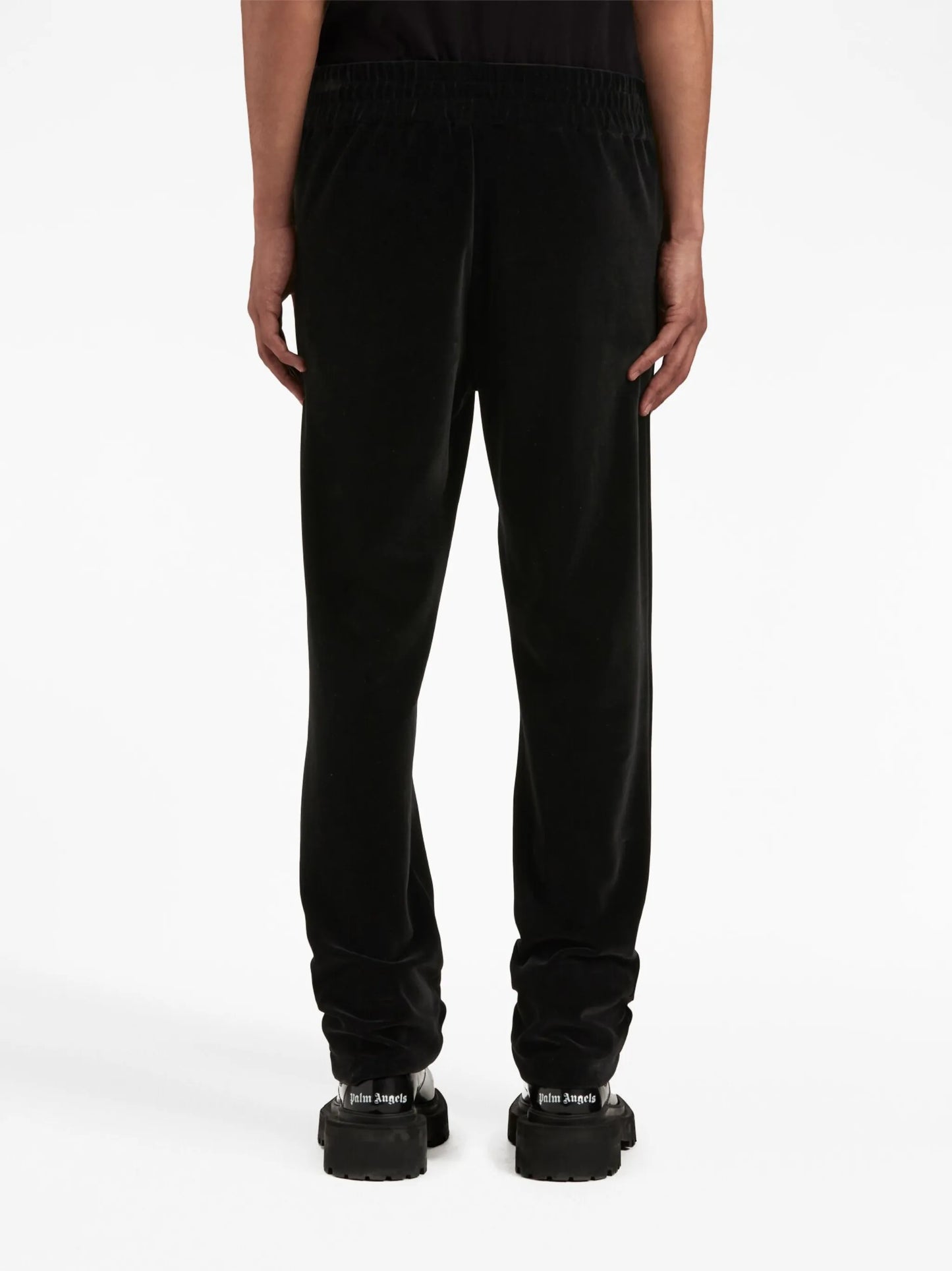 logo-print velvet track pants