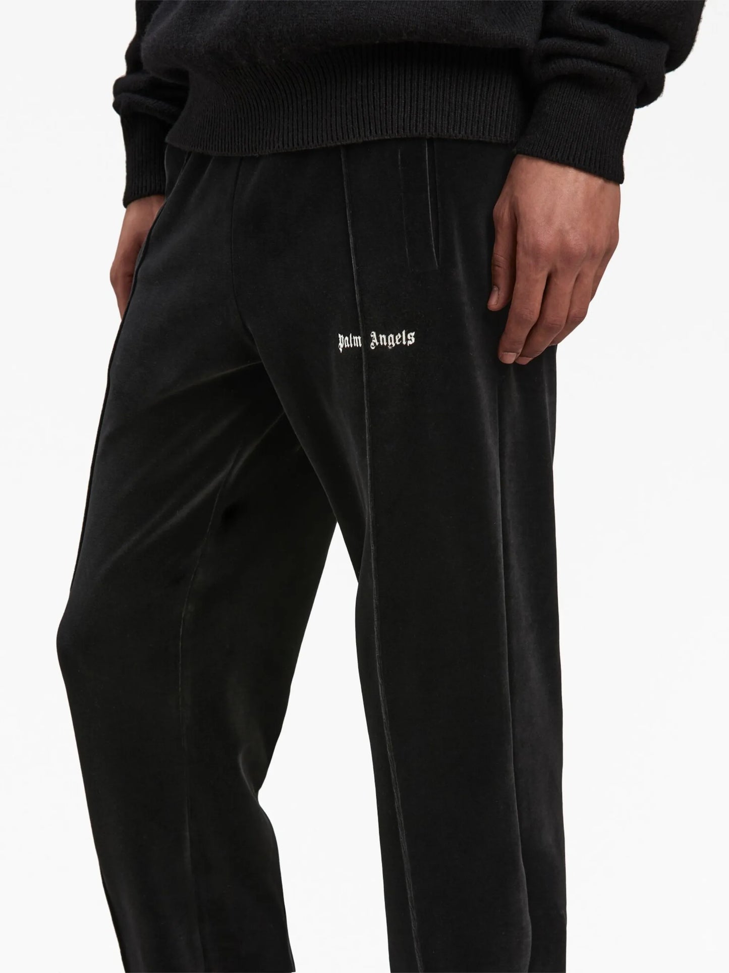 logo-print velvet track pants