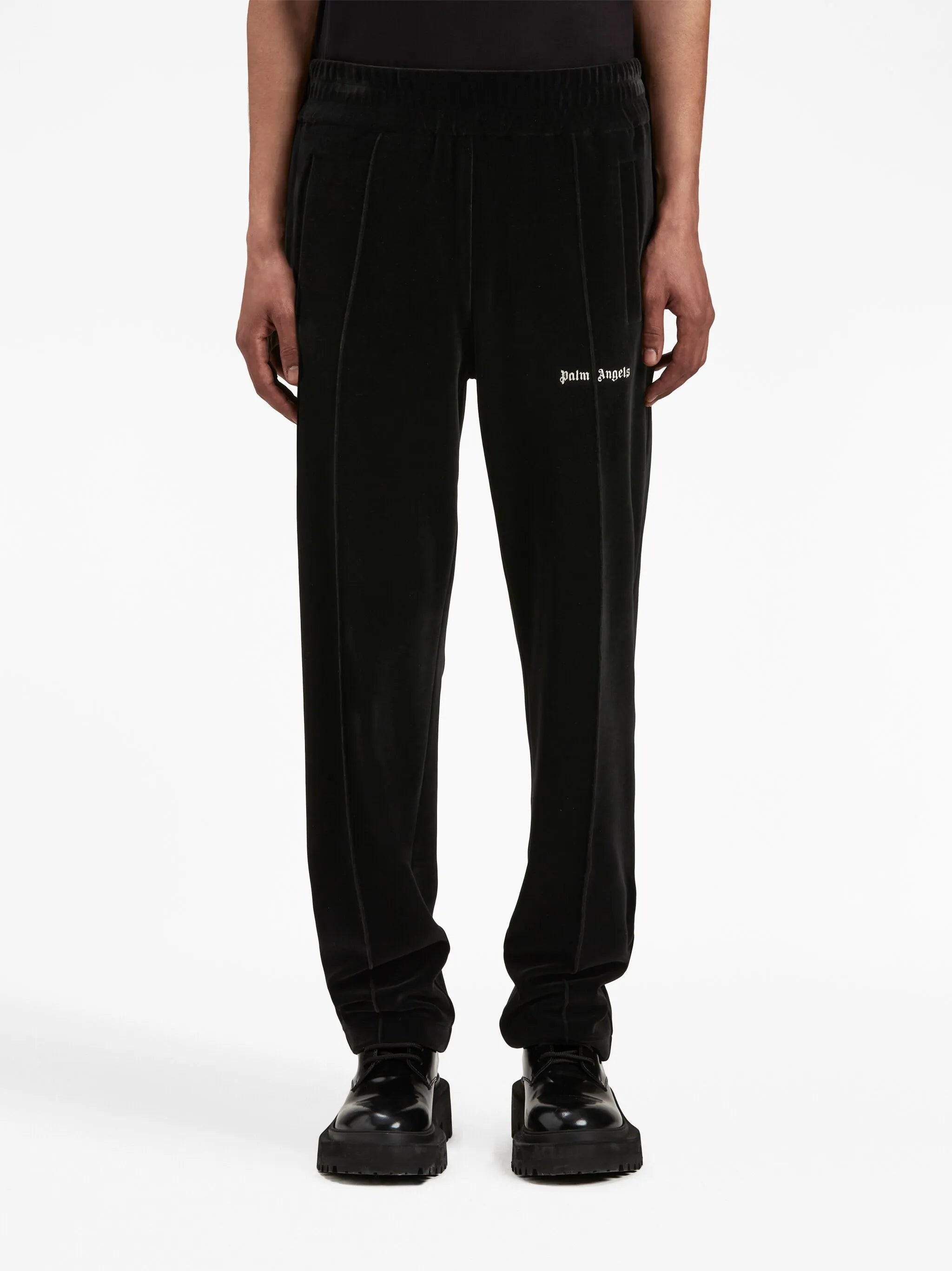 logo-print velvet track pants