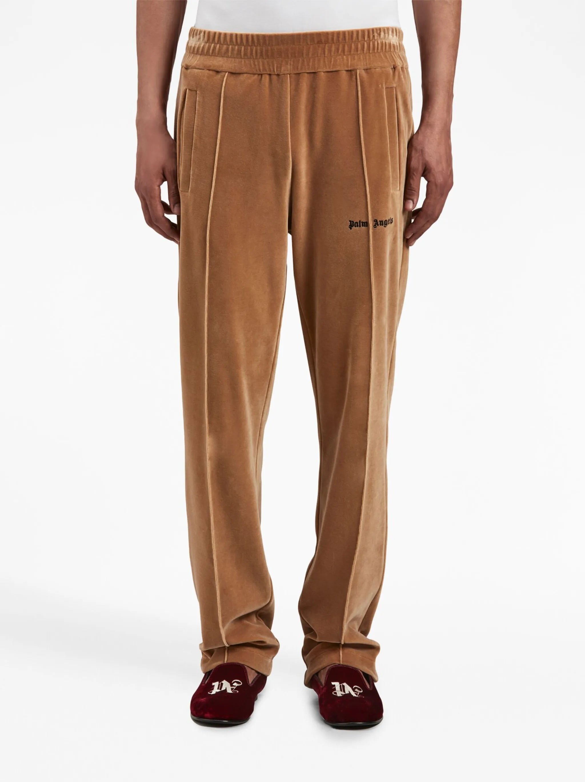 logo-print velvet track pants
