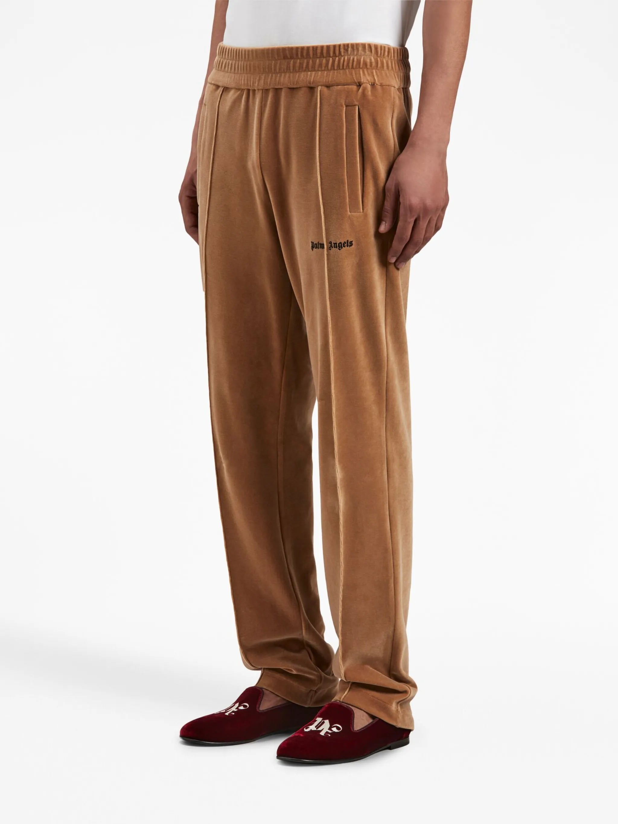 logo-print velvet track pants