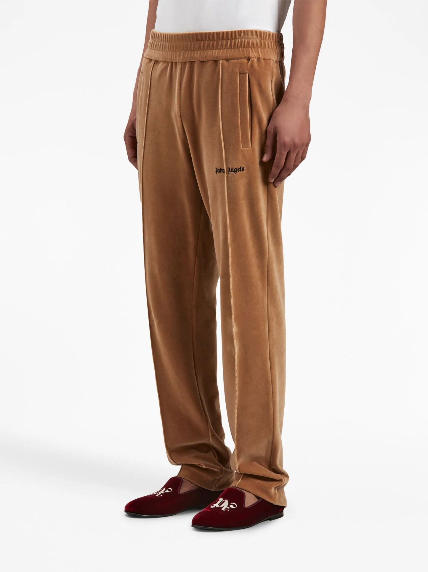 logo-print velvet track pants