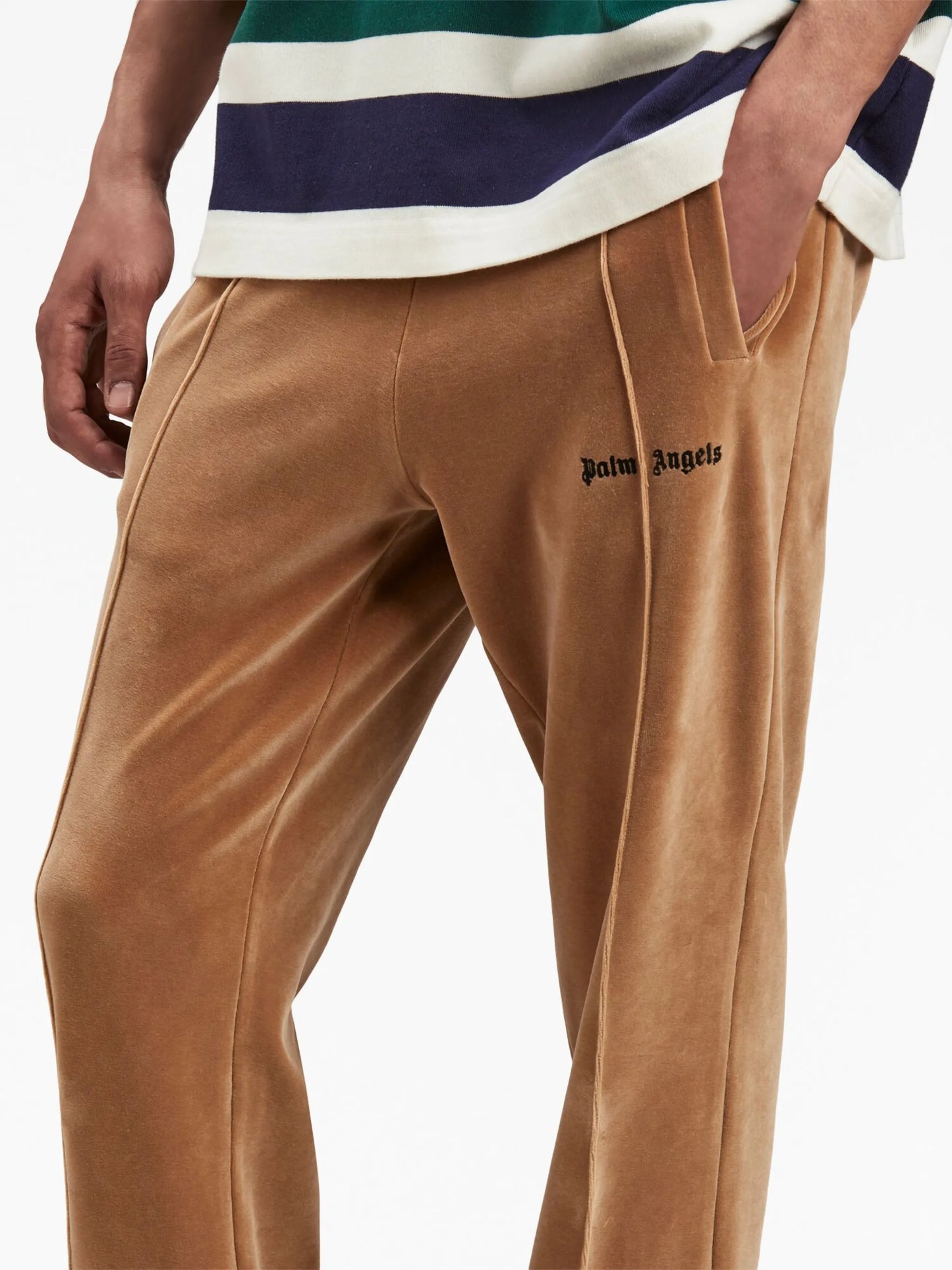 logo-print velvet track pants