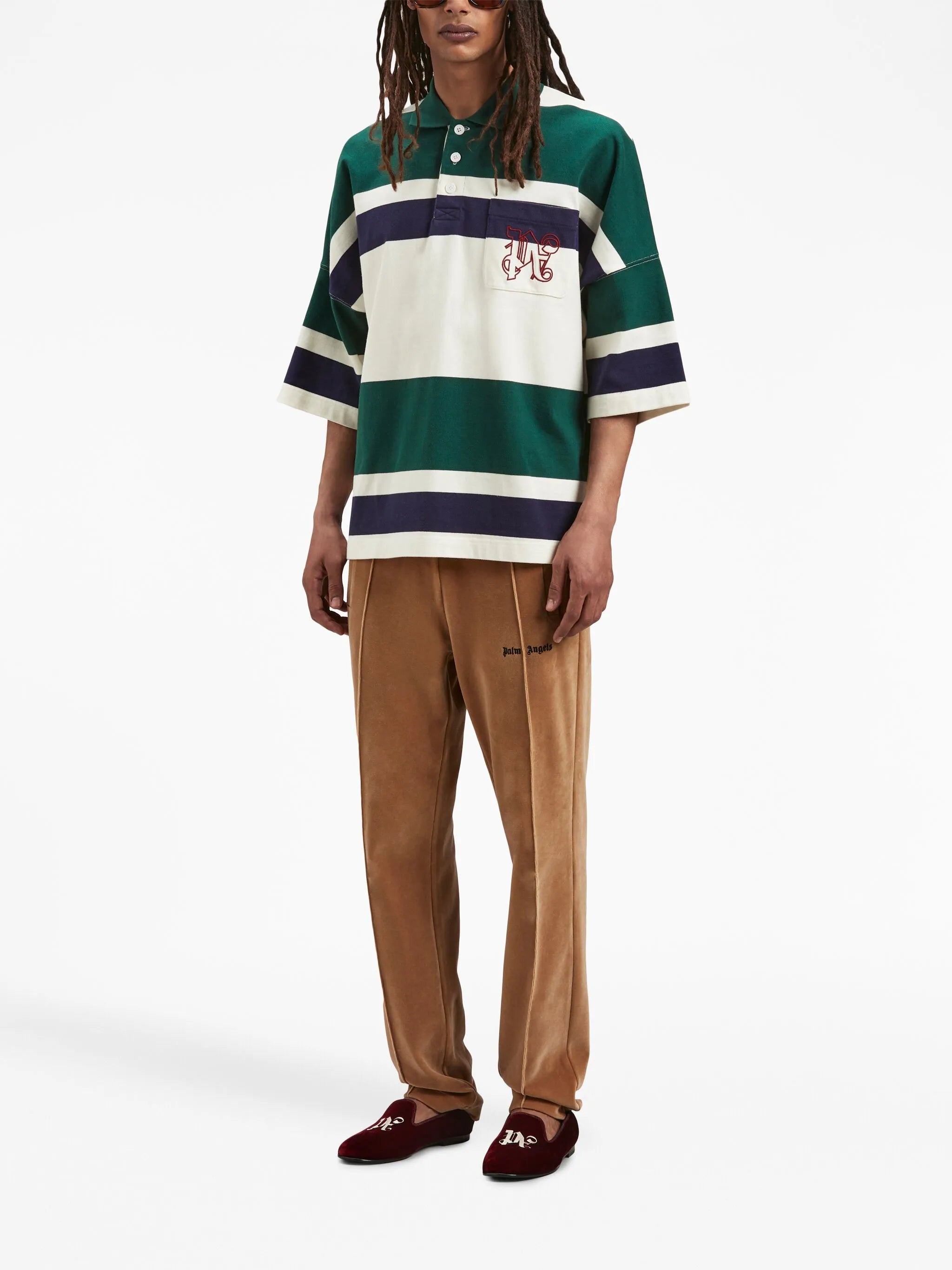 logo-print velvet track pants