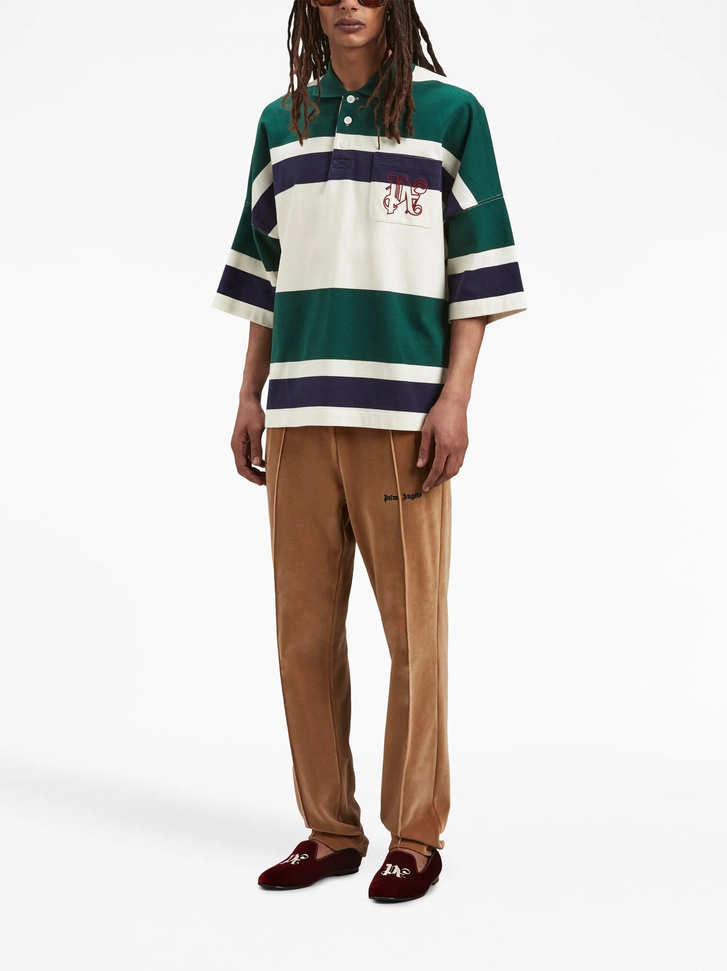 logo-print velvet track pants