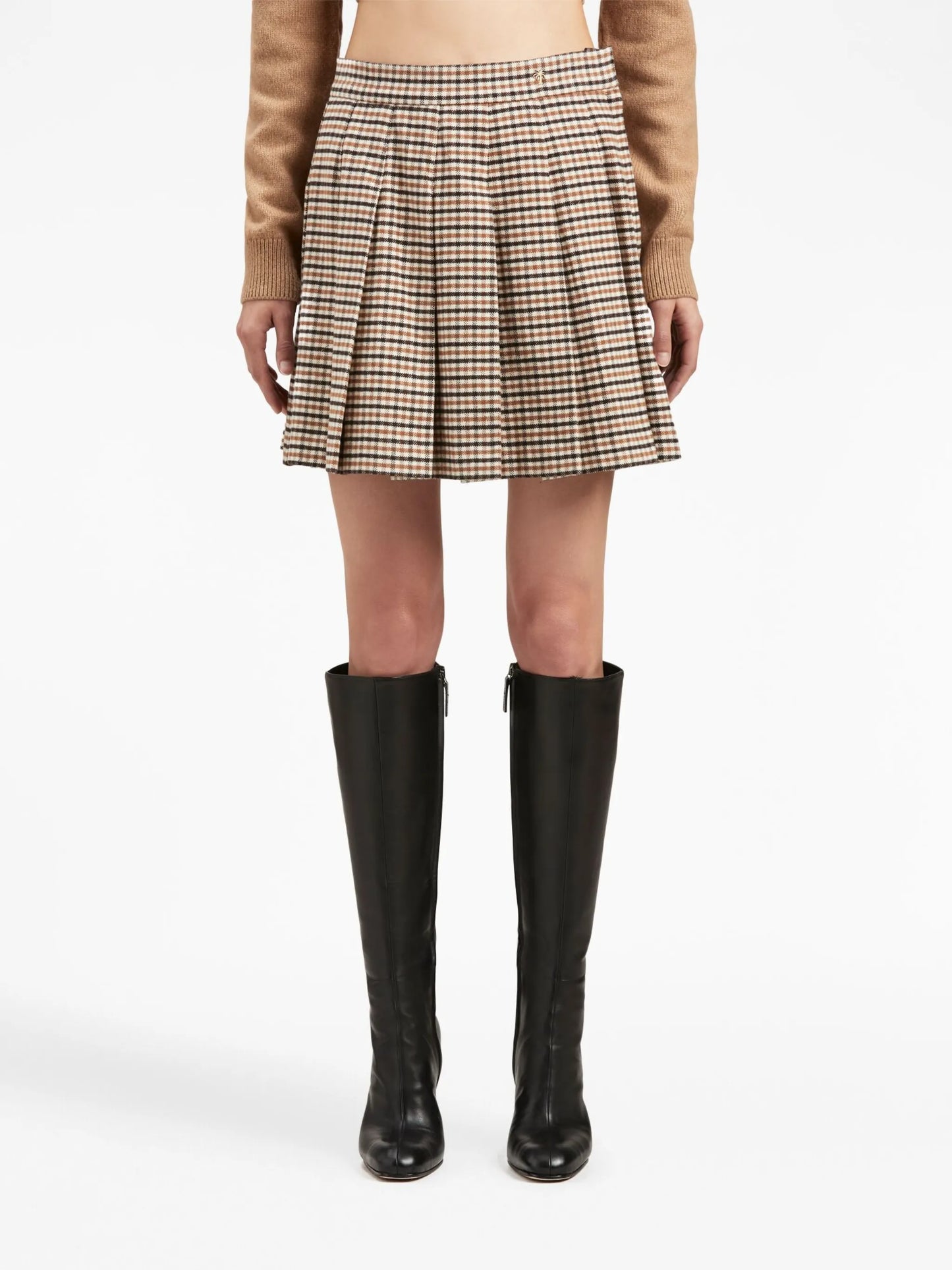 check-pattern pleated miniskirt