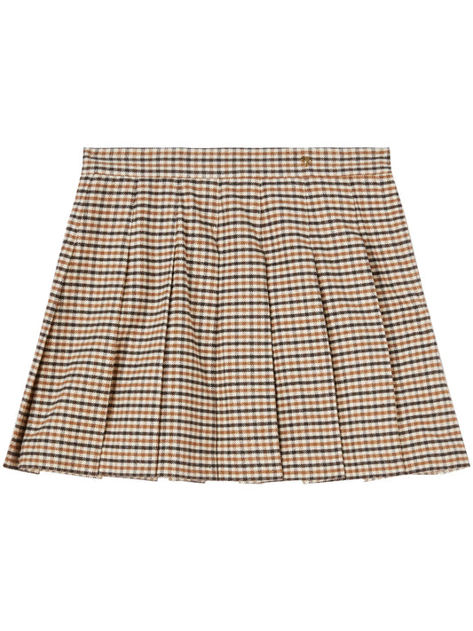 check-pattern pleated miniskirt